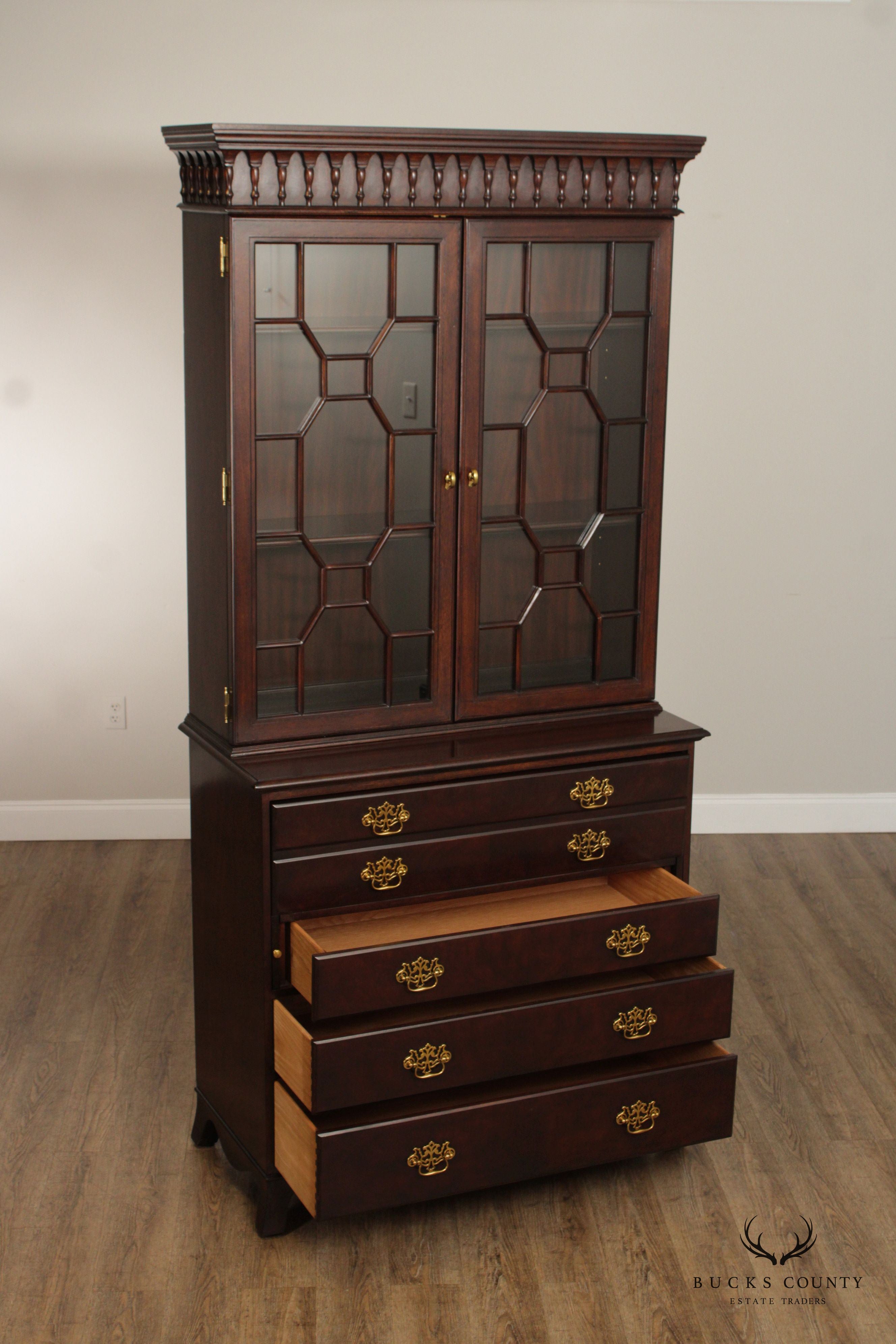 Hickory Chair Georgian Style Mahogany Bookcase Top Secretary Desk