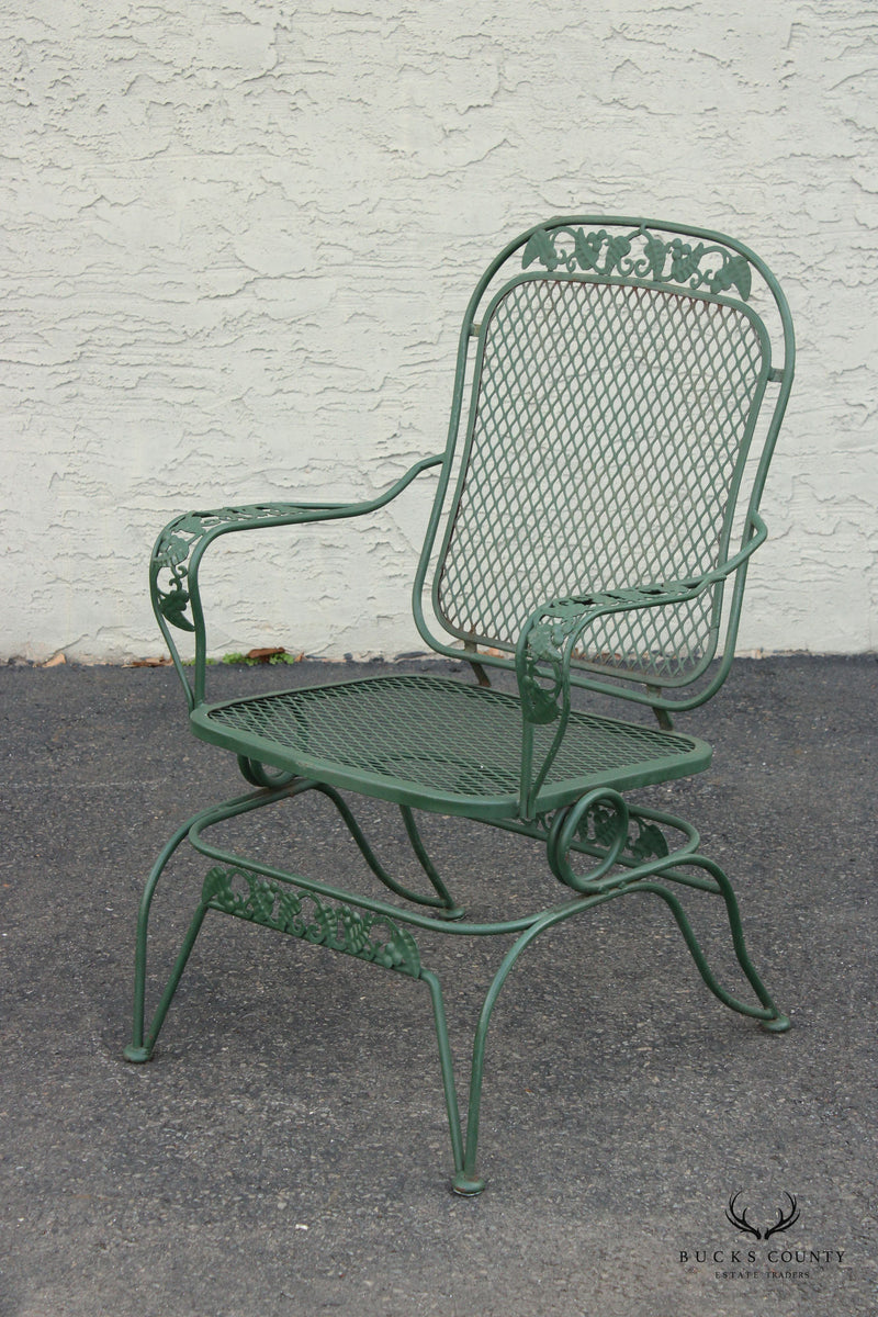 Vintage Wrought Iron Set Four Outdoor Patio Spring Chairs