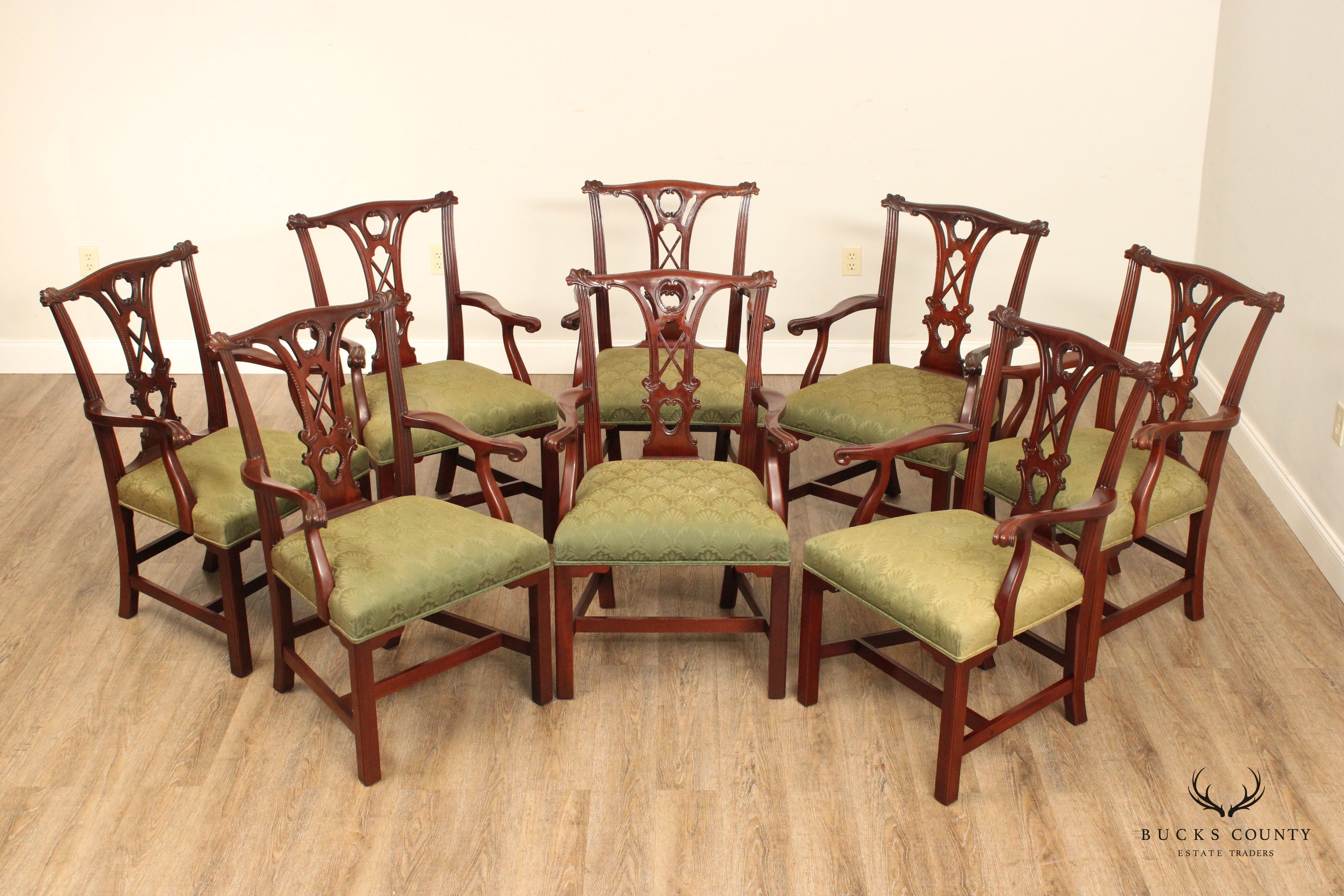 Kindel Furniture Irish Georgian Set of Eight Mahogany Dining Chairs