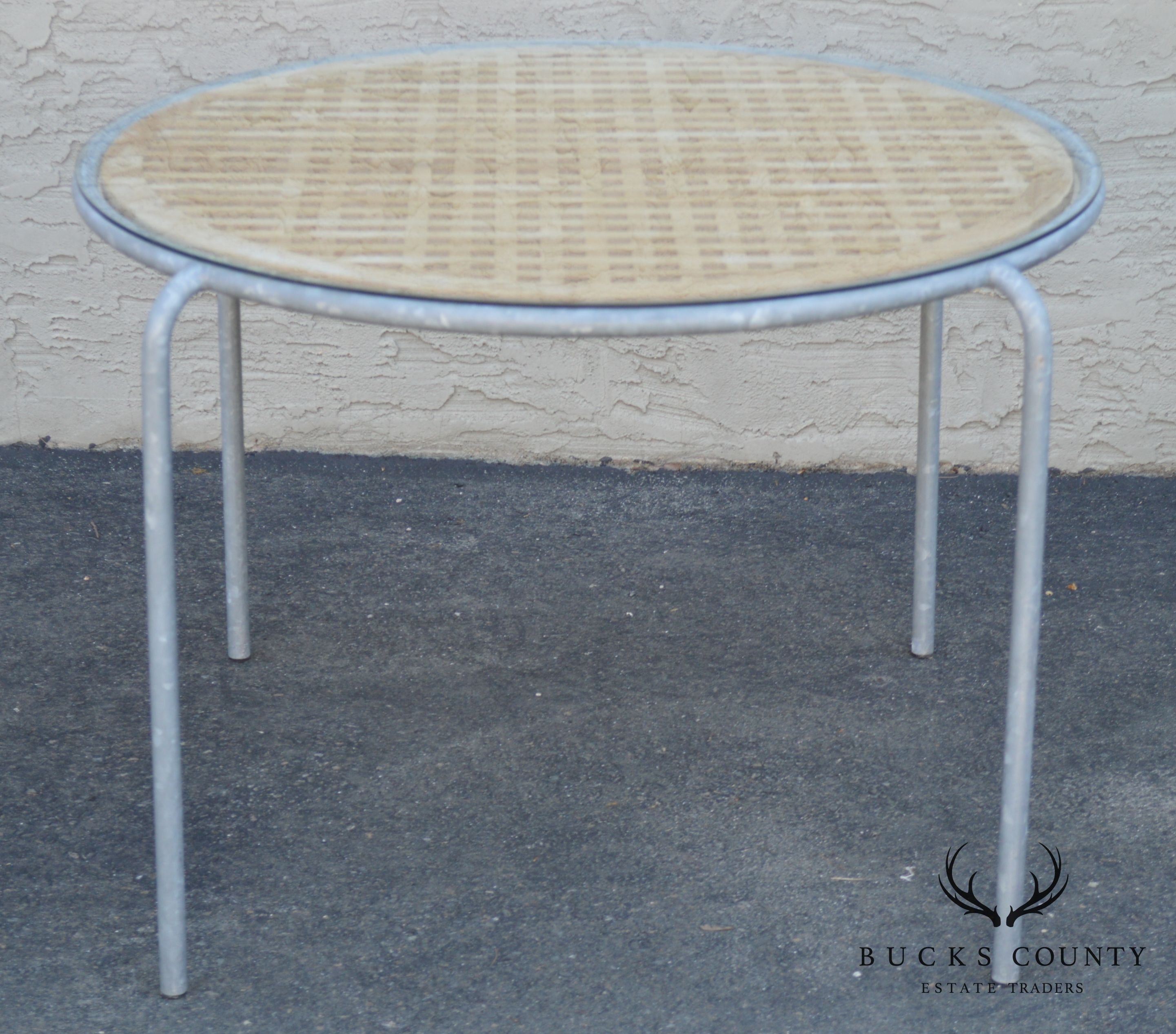 Soho Contract Group Teak and Galvanized Steel Round Patio Table + 4 Chairs Dining Set (B)