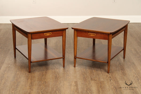 Lane Mid Century Modern Pair Walnut Side Tables