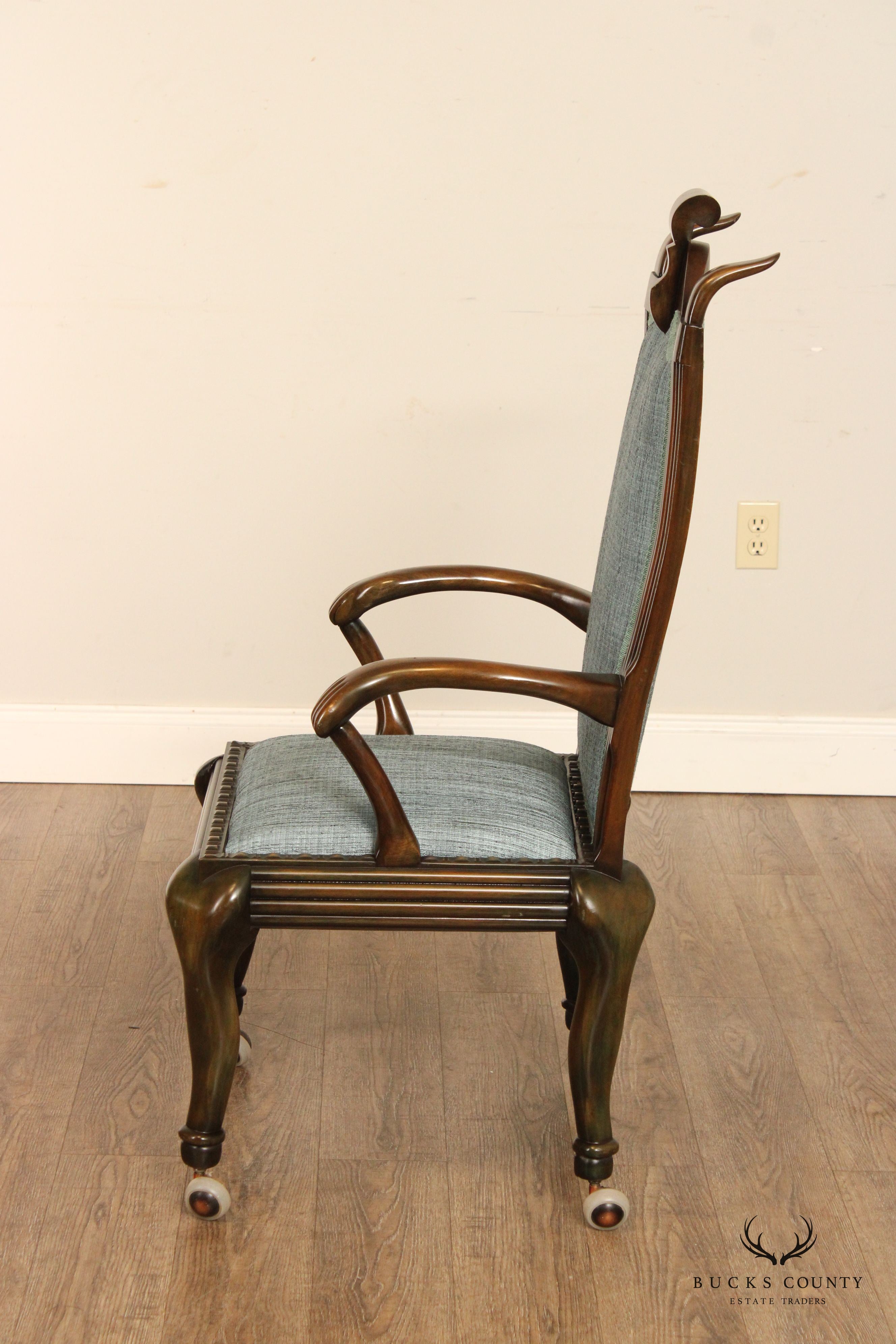 1930's Custom Sculpted Wood Executive Armchair