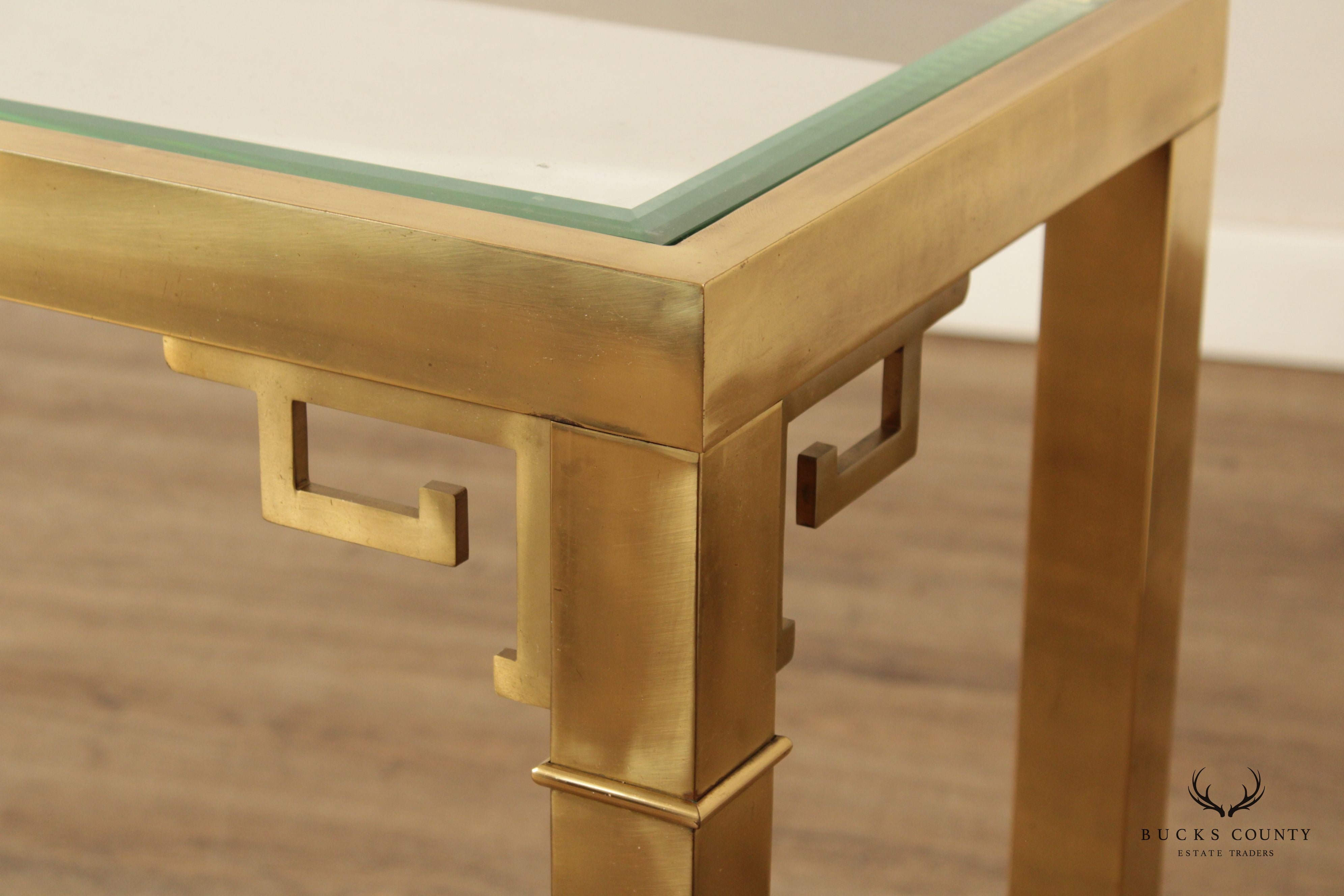 Mastercraft Hollywood Regency Brass and Glass Console Table