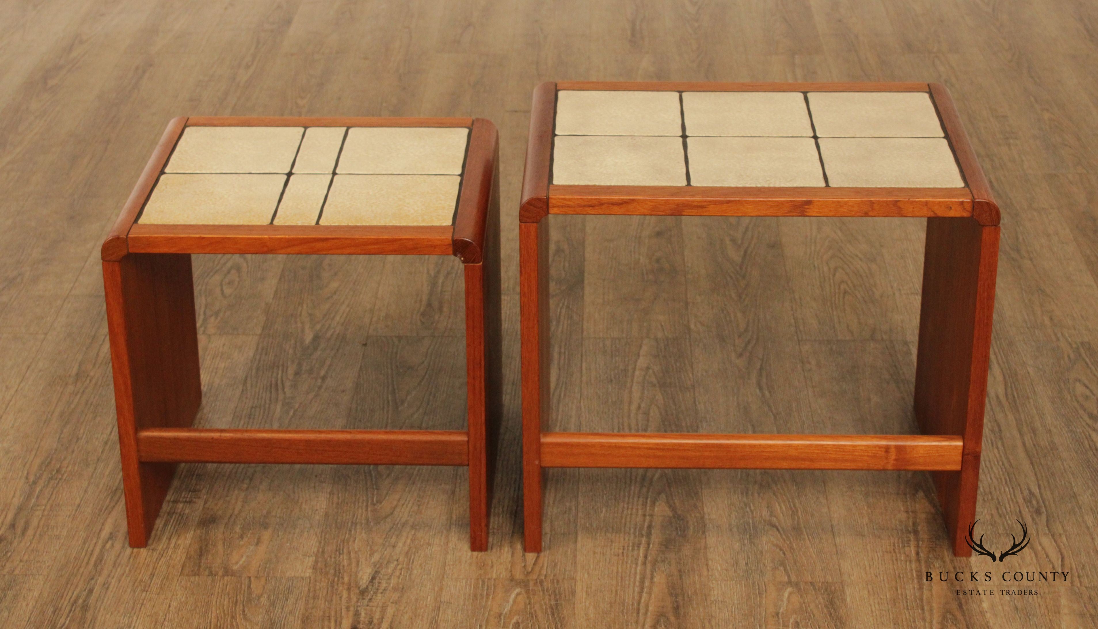 Mid Century Danish Modern Pair of Teak Nesting Tables