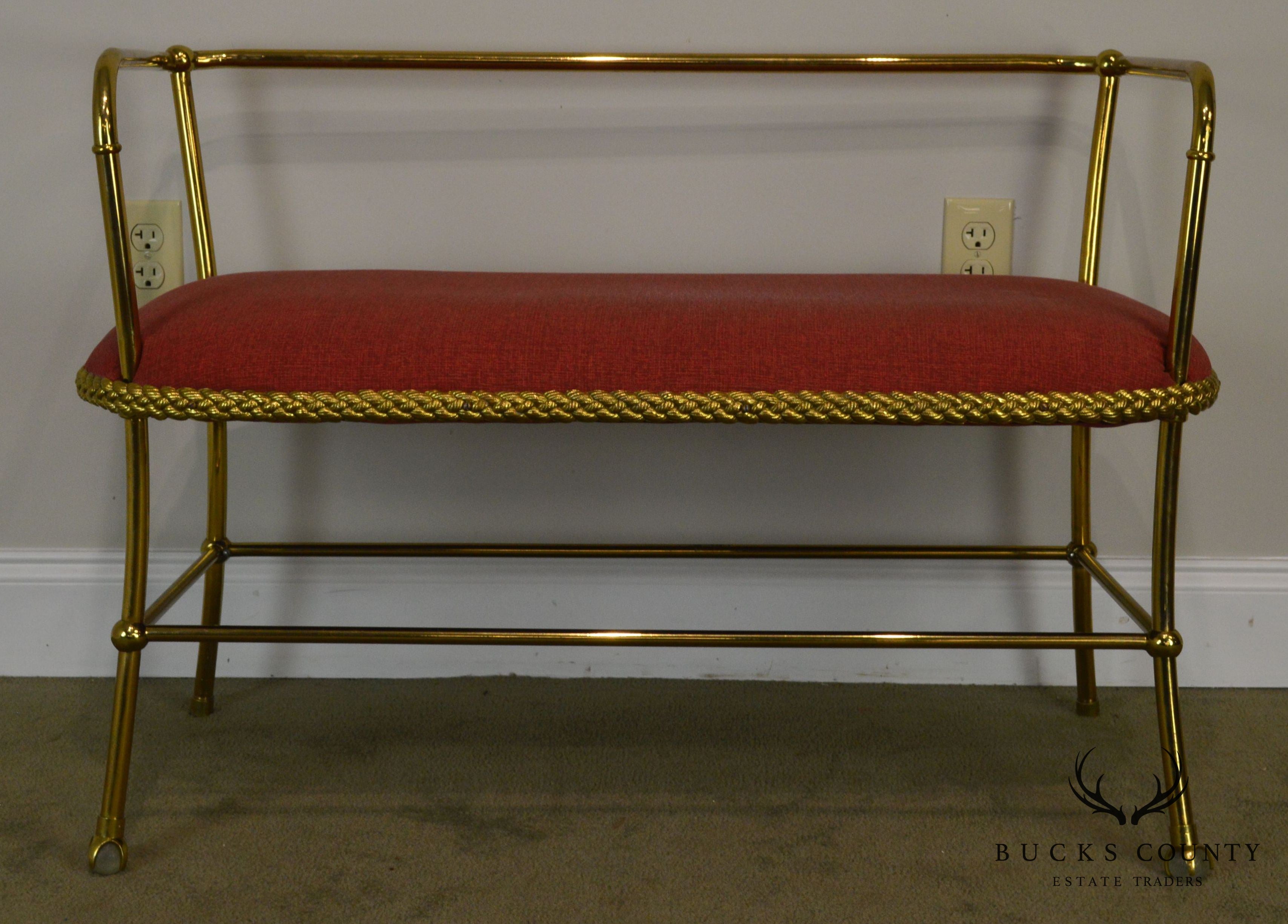 Hollywood Regency Vintage Italian Brass Settee