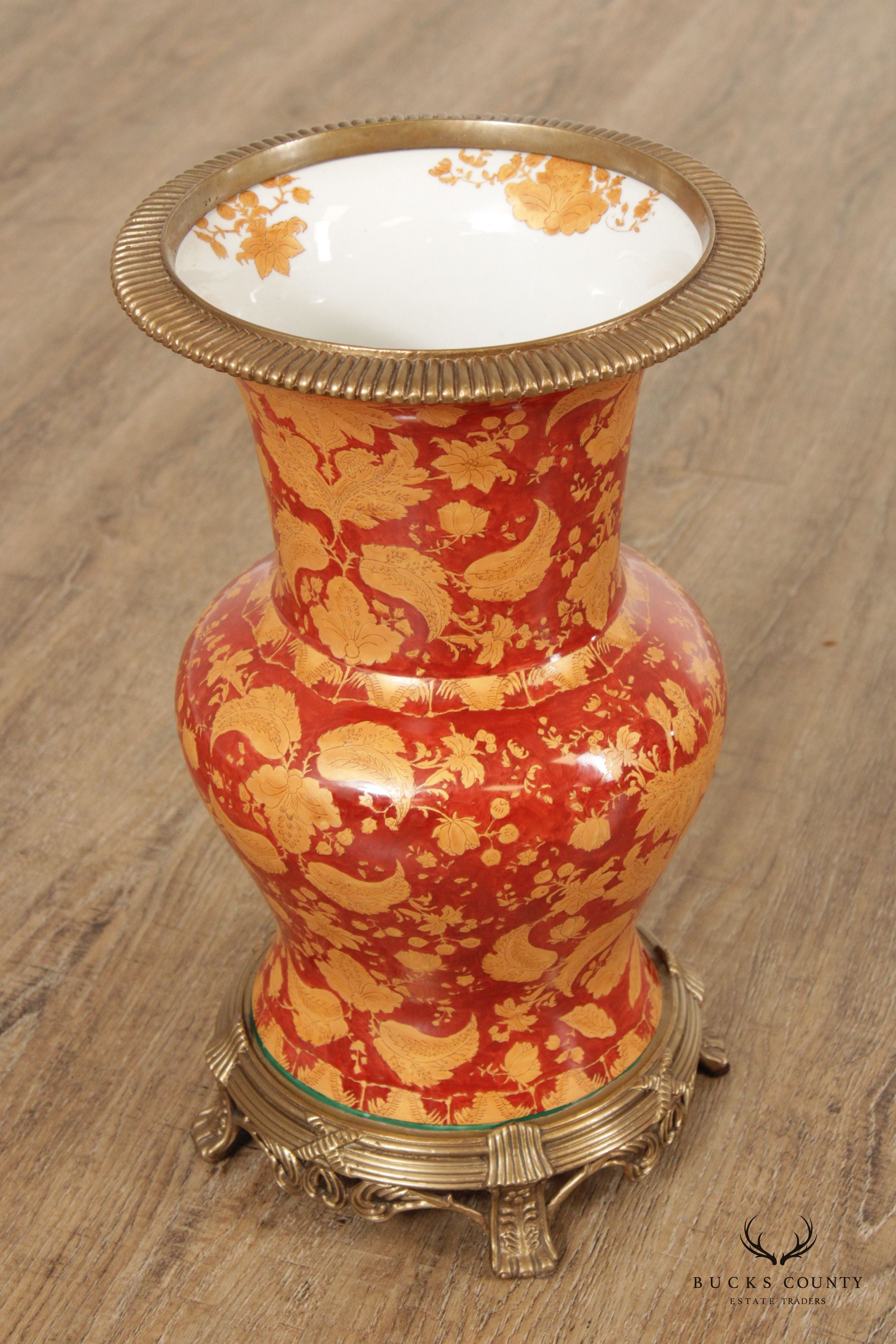 Mark Roberts Asian Inspired Bronze and Porcelain Vase