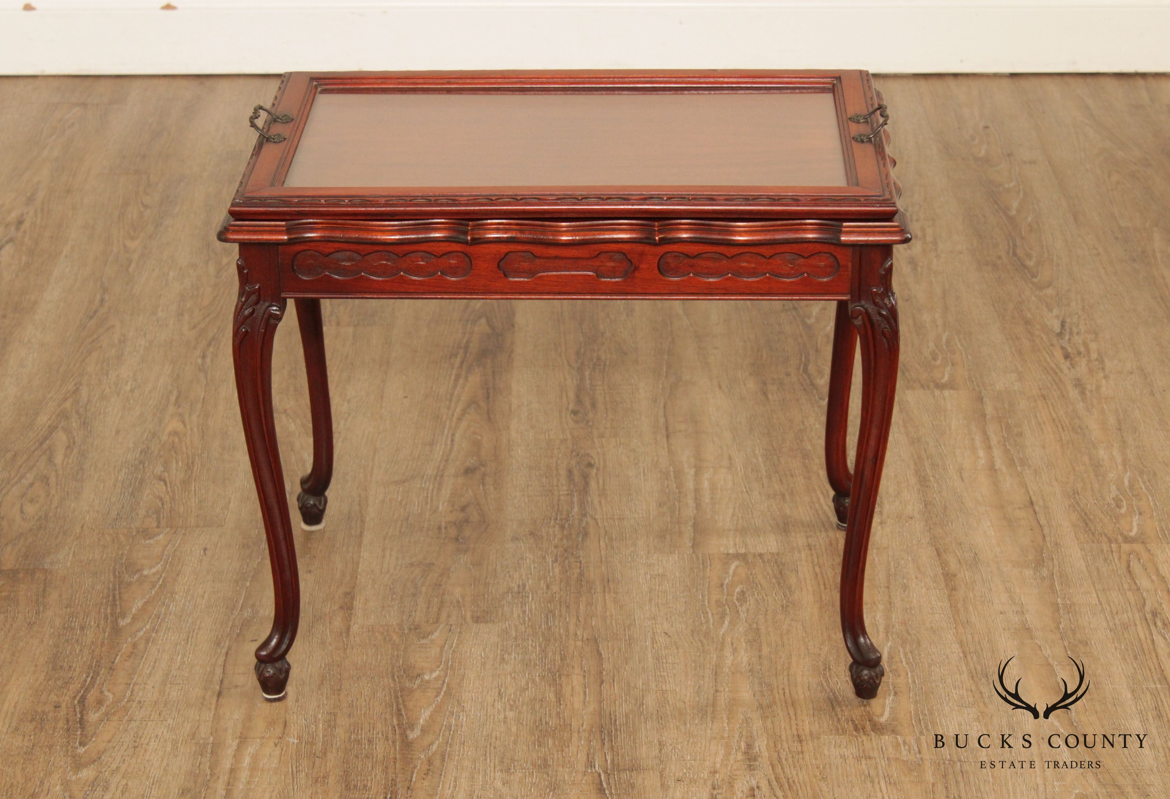 1930 French Style Mahogany Tray Top Coffee Table