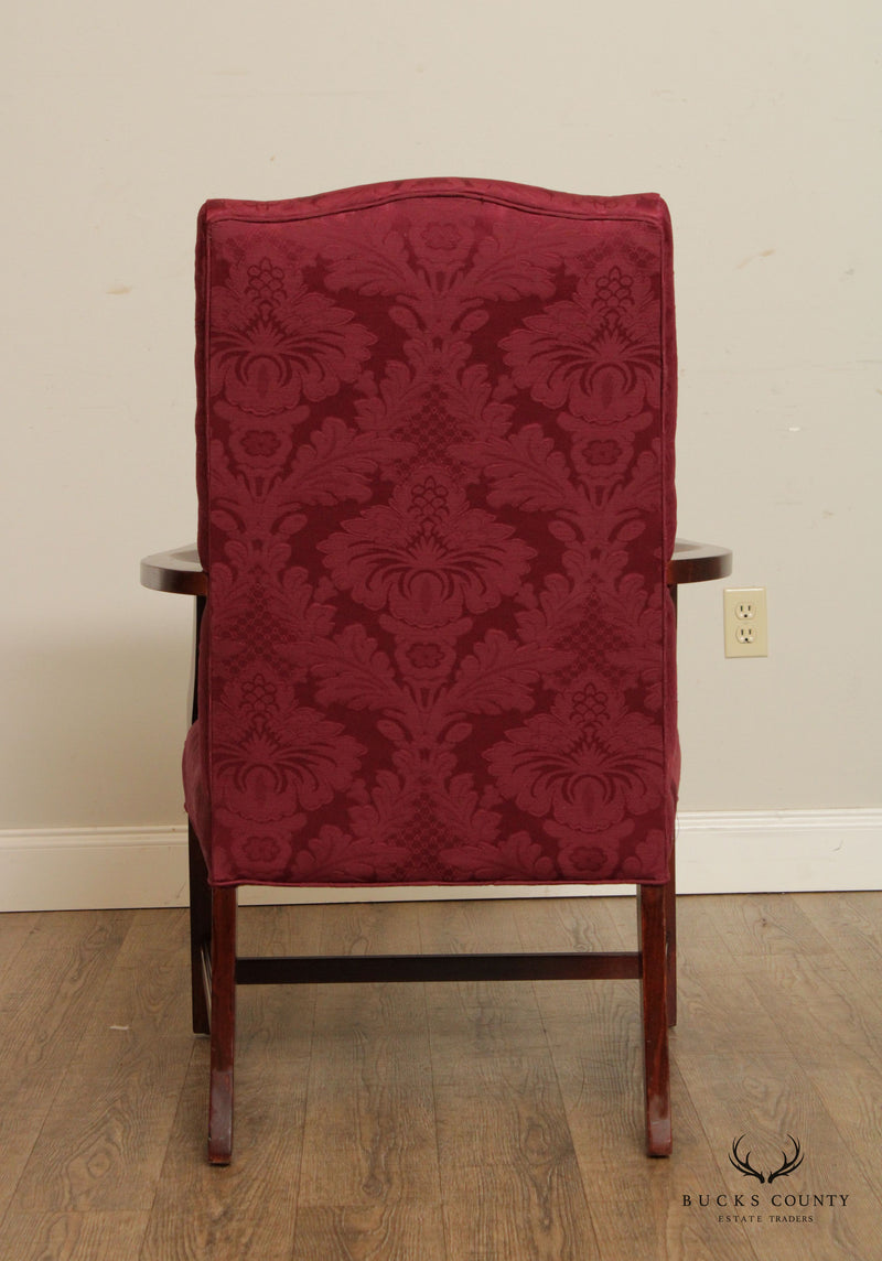 Fairfield Chippendale Style Pair Custom Upholstered Armchairs