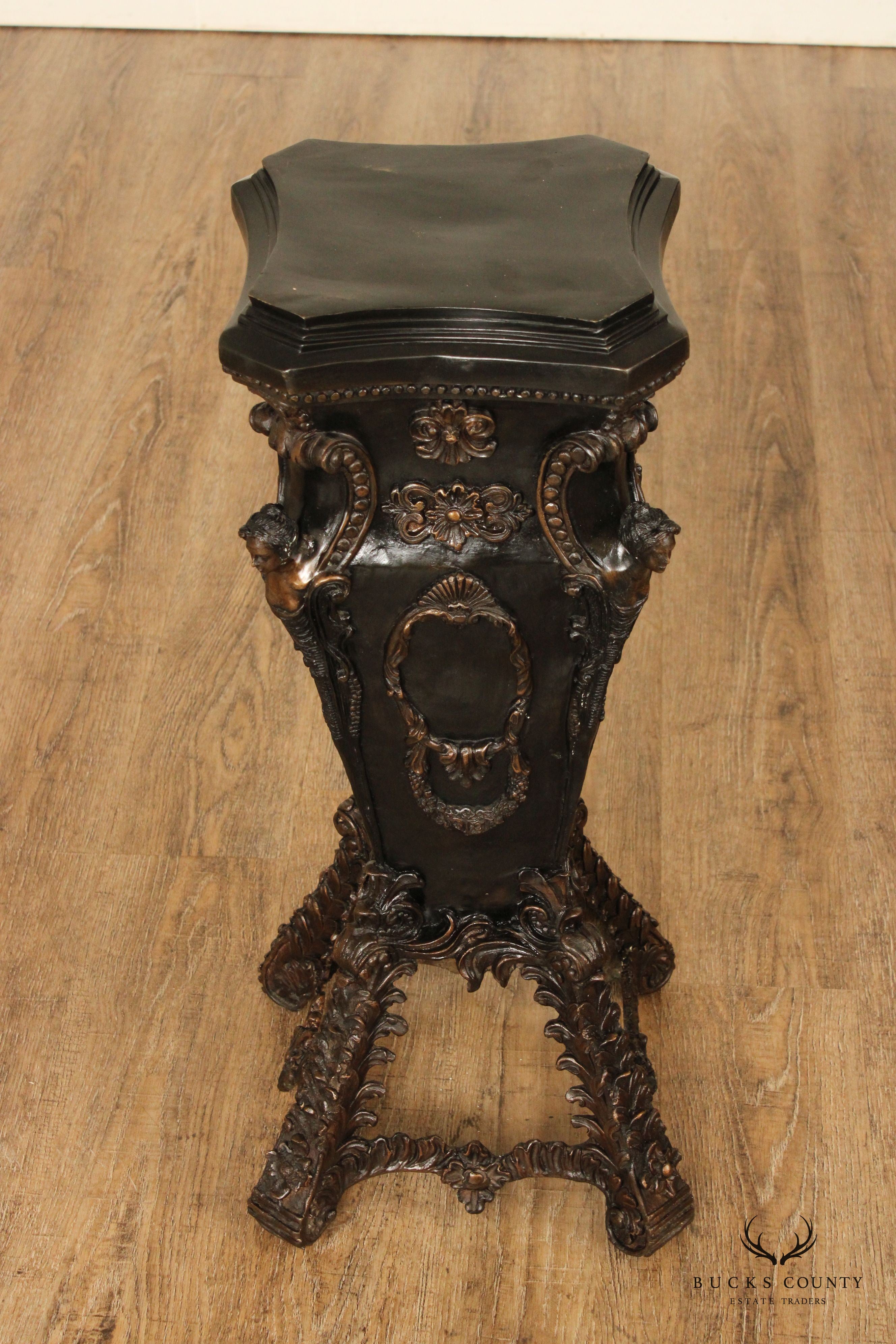 Baroque Style Patinated Bronze Pedestal