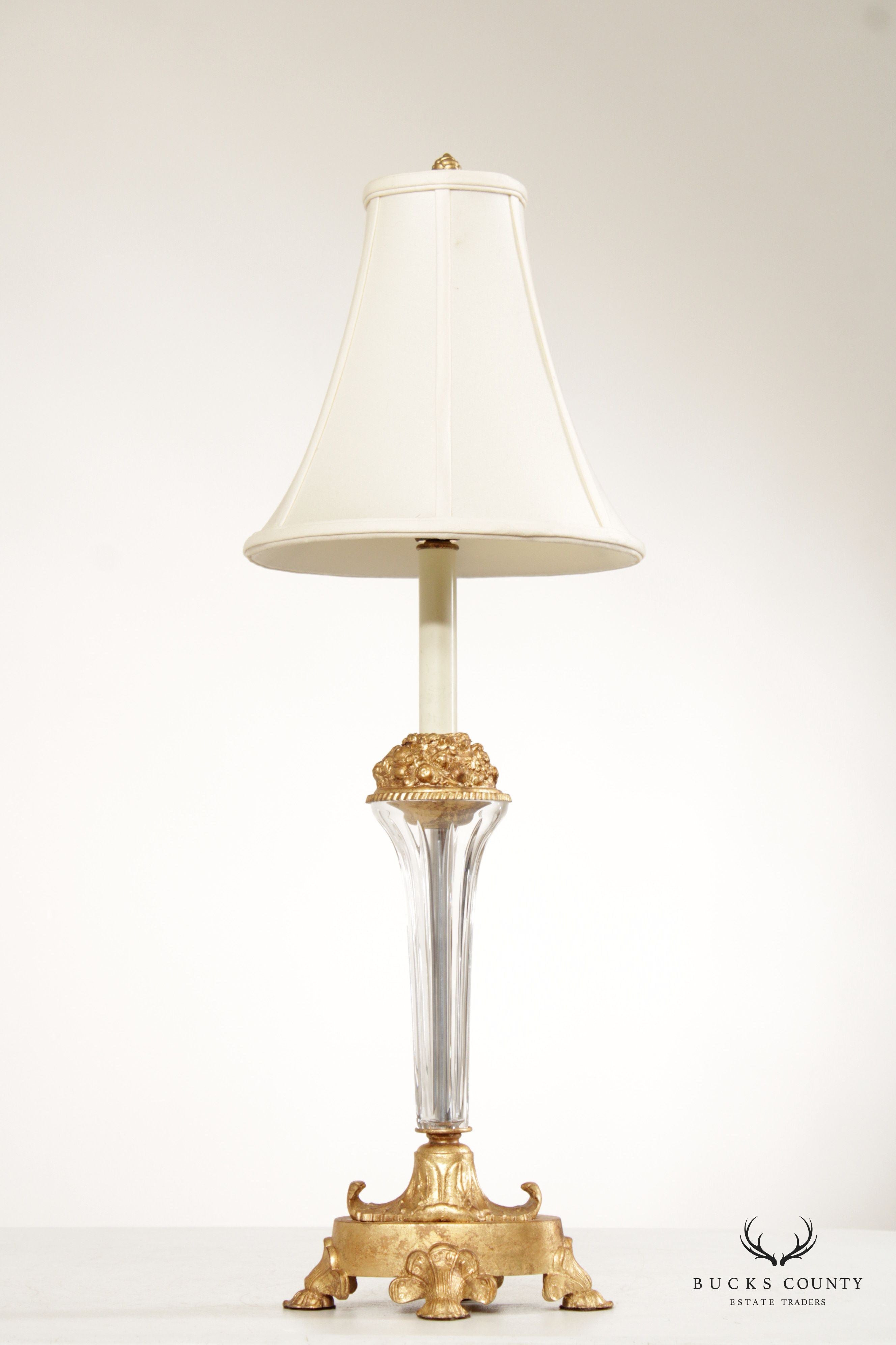 Frederick Cooper Gilt Metal and Crystal Table Lamp