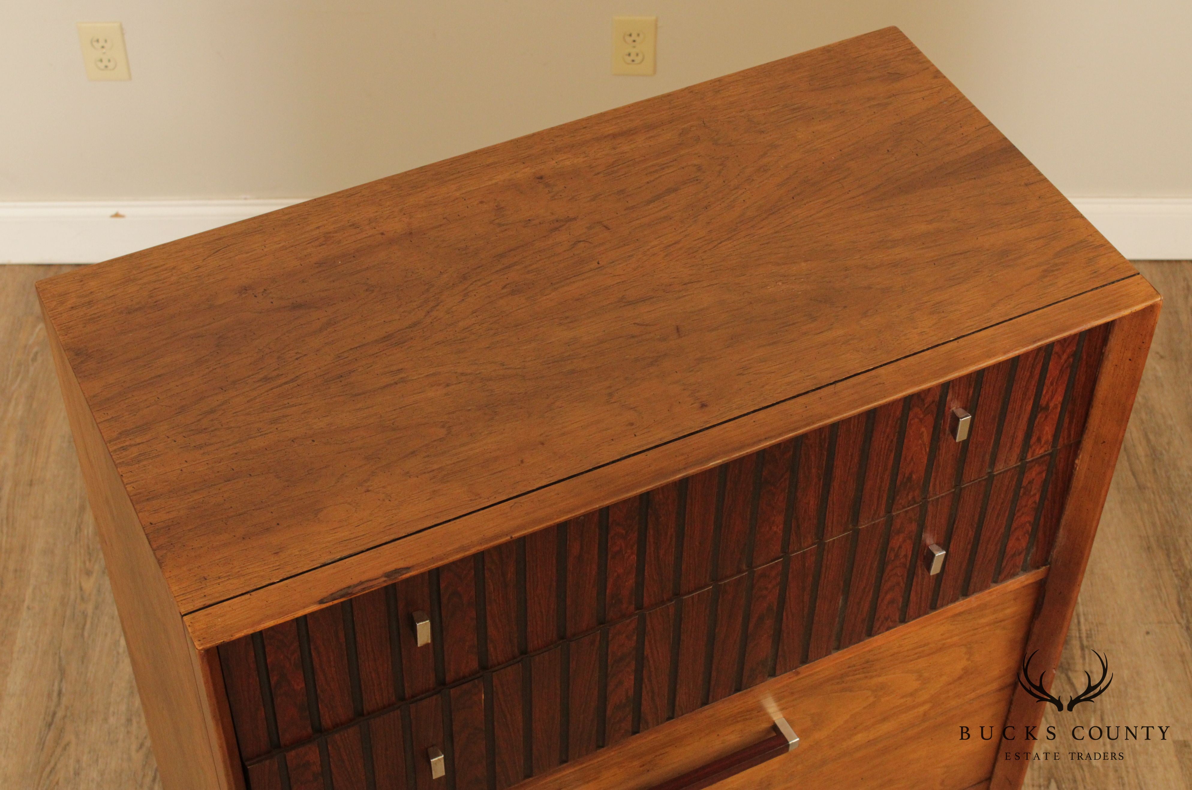 Lane Mid Century Modern Pecan & Rosewood Tall Chest