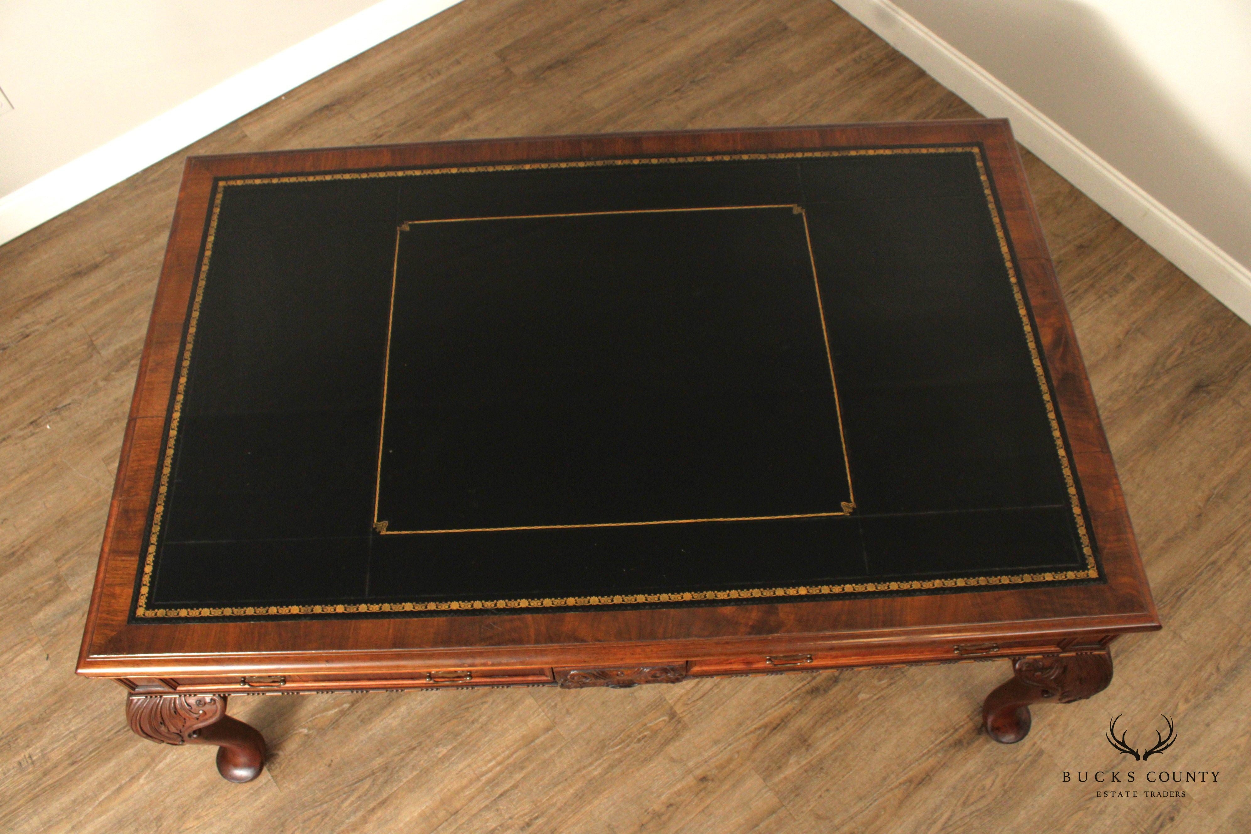 Georgian Style Antique Mahogany Leather Top Partners Desk