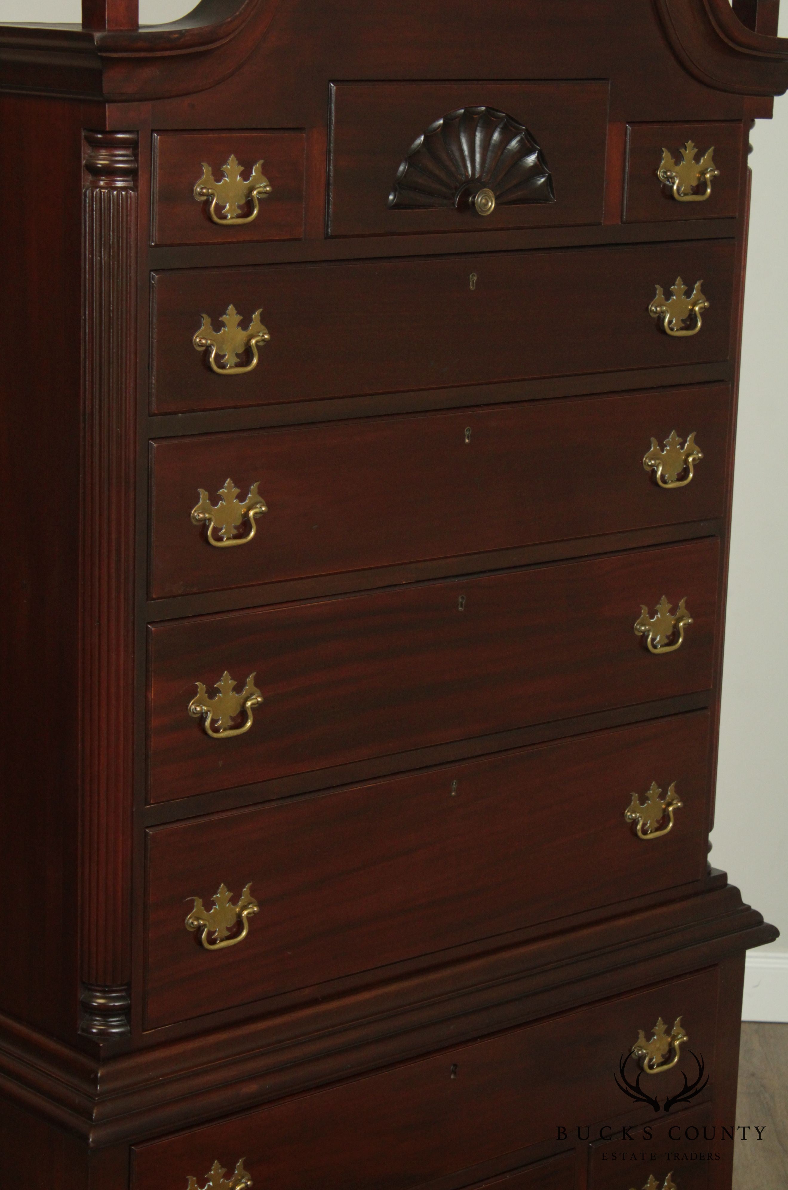 Charak 1930's Chippendale Style Hand Crafted Solid Mahogany Highboy