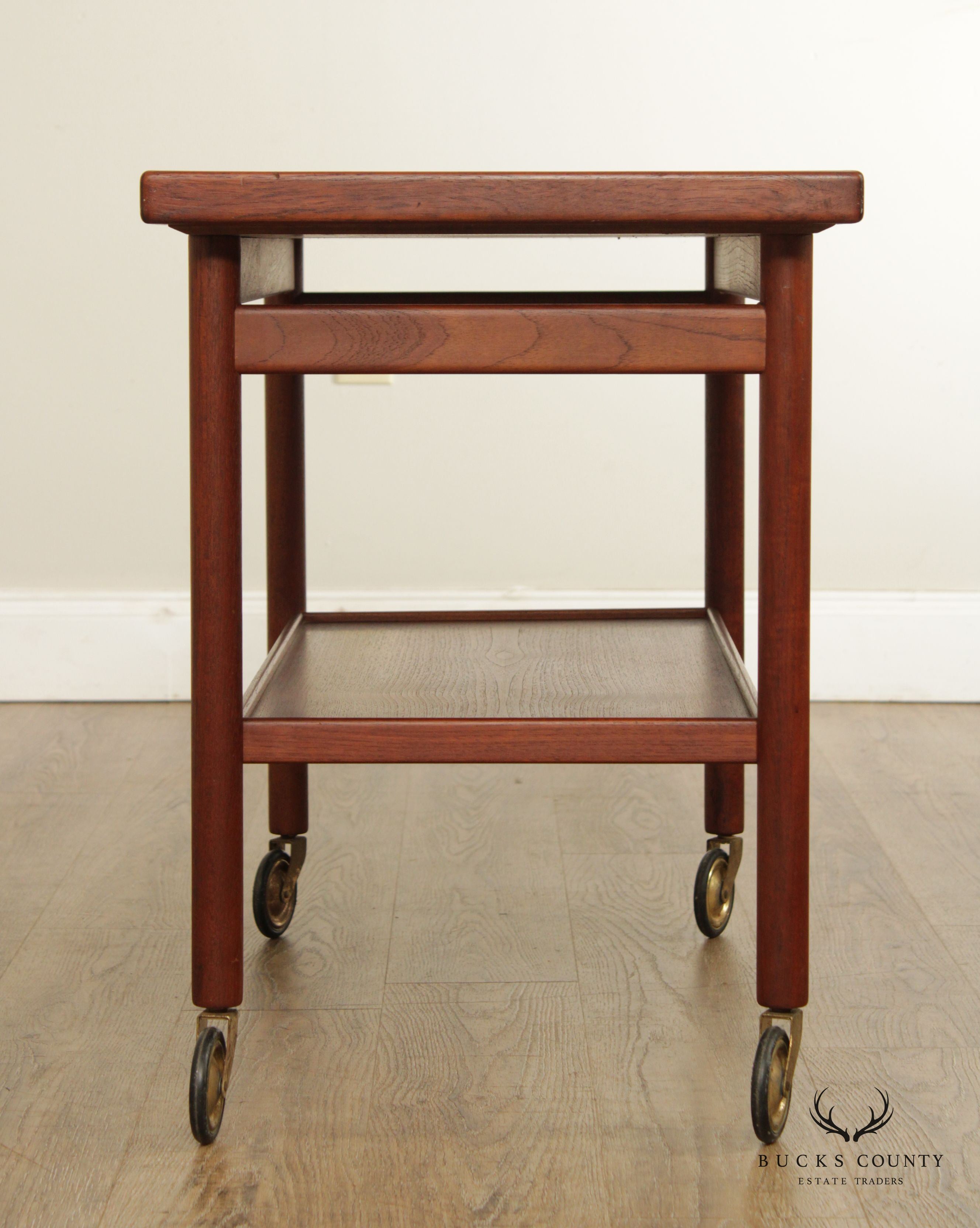 Kurt Ostervig Mid Century Danish Modern Teak Expandable Two Tier Bar Cart