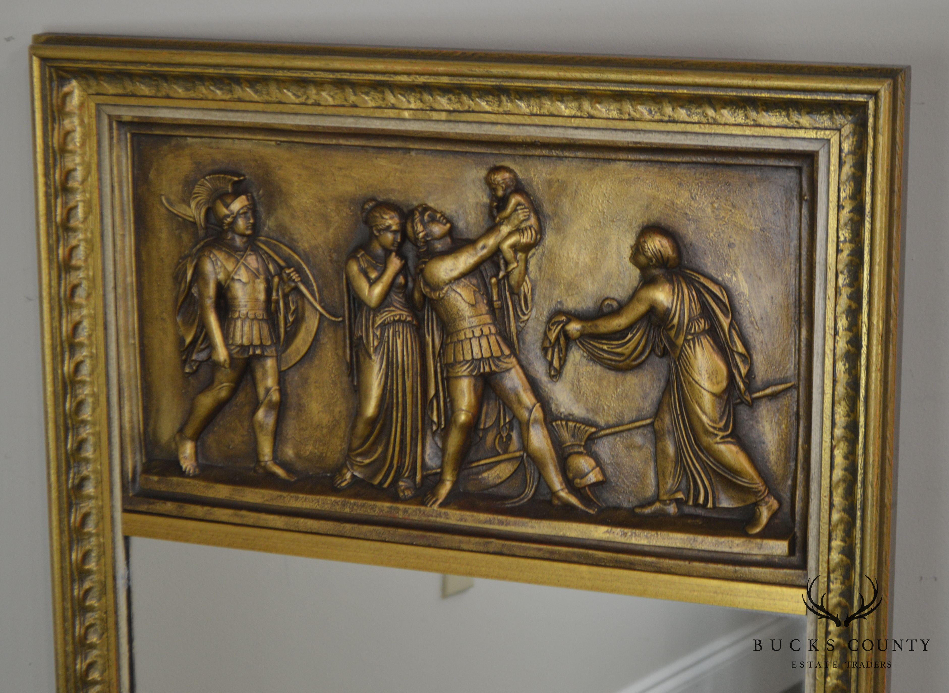 Gilt Relief Plaque Trumeau Mirror