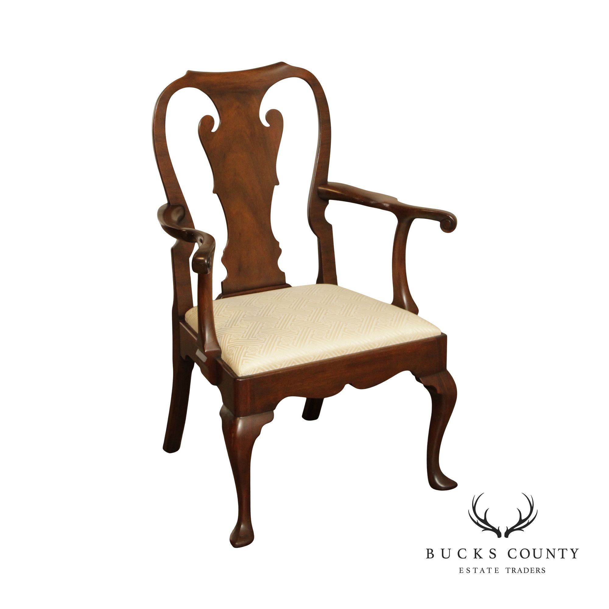 Kittinger Colonial Williamsburg Queen Anne Mahogany Arm Chair