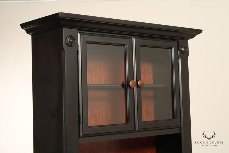 Country Living Farmhouse Style Black Painted Hutch China Cabinet