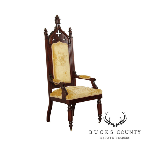 Antique Gothic Revival Rosewood Armchair