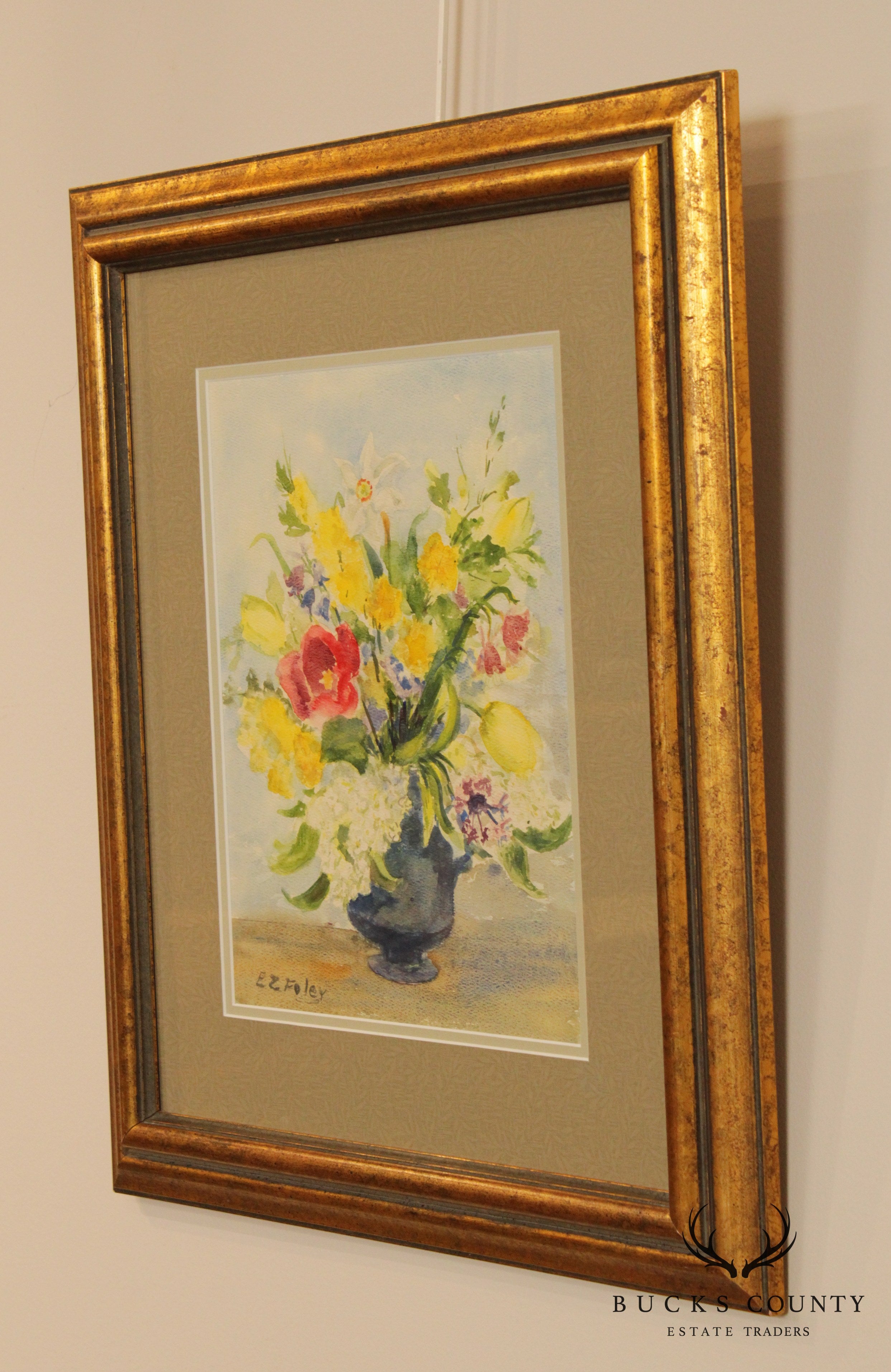 EZ Foley Original Watercolor Painting Still Life of Flowers