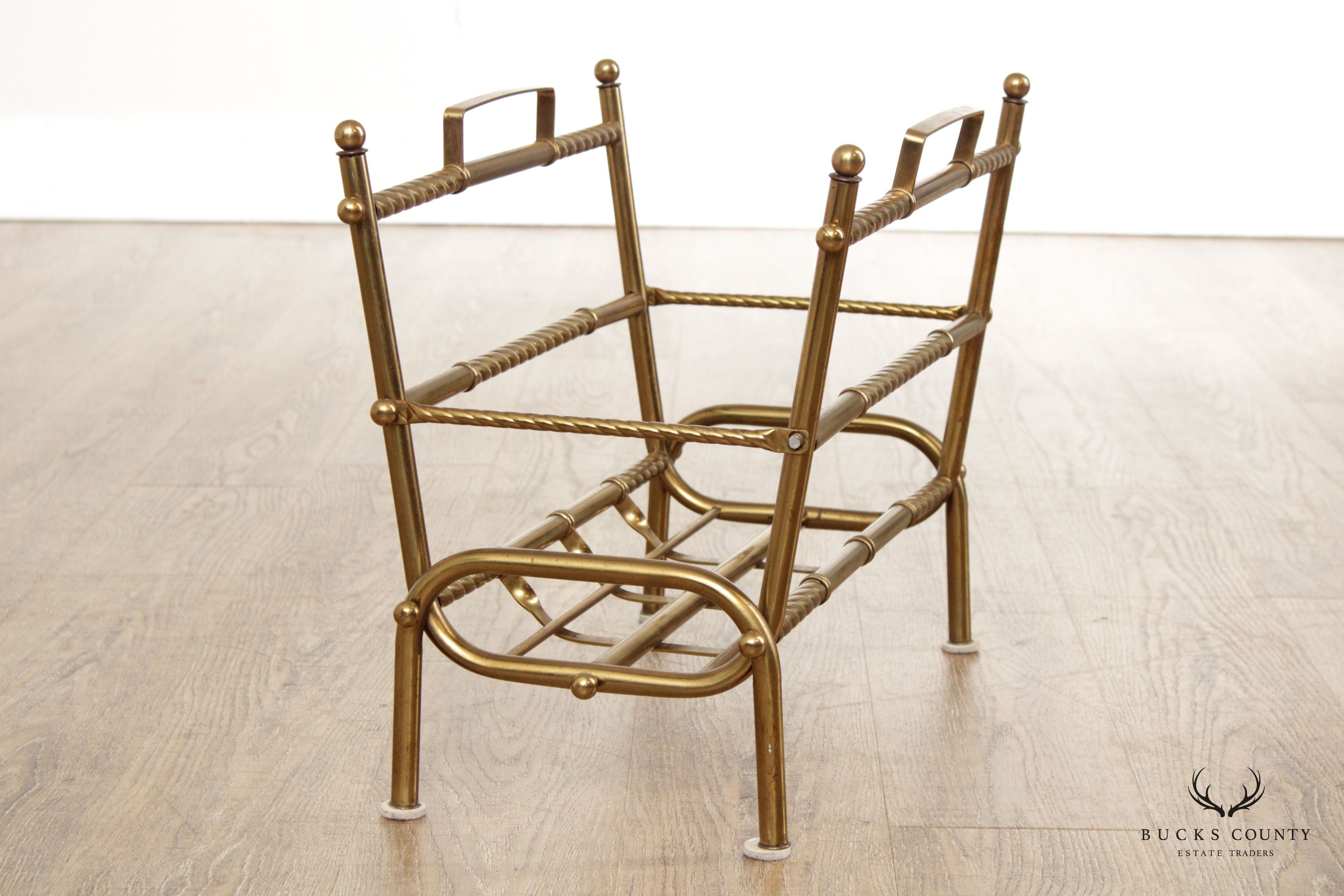 Vintage Hollywood Regency Brass Magazine Rack