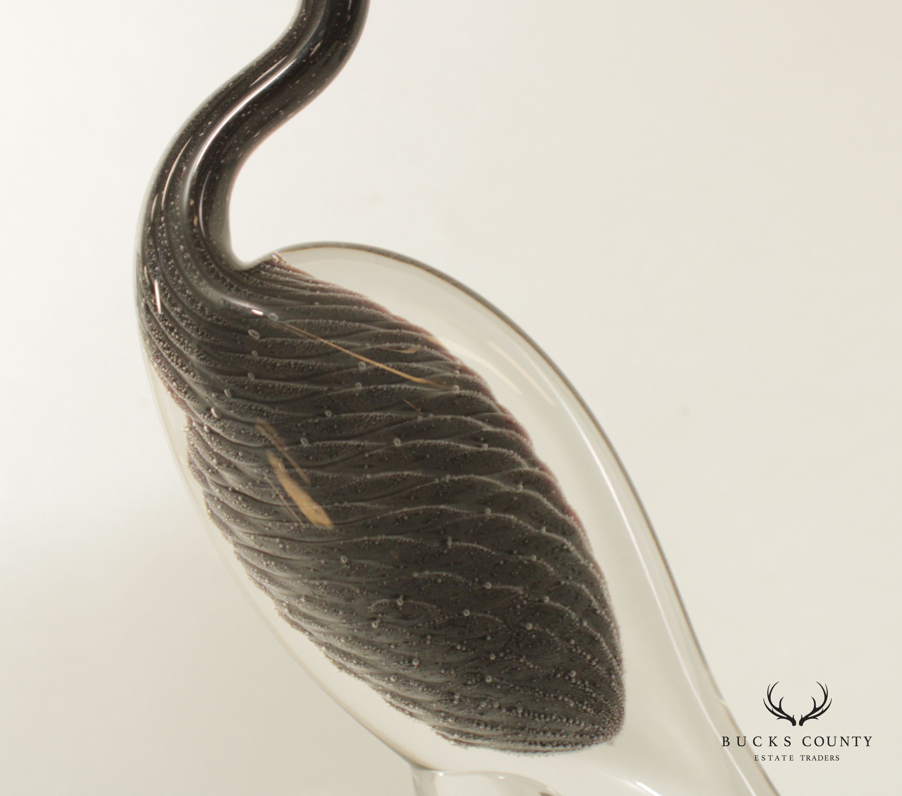 Marcolin Art Glass Crane Bird Crystal Sculpture