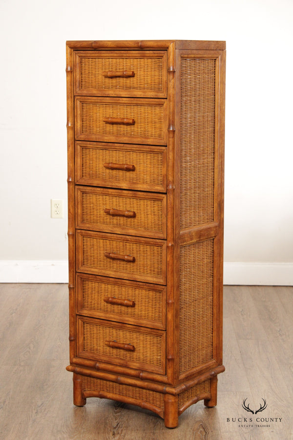 American of Martinsville Bamboo and Wicker Lingerie Chest