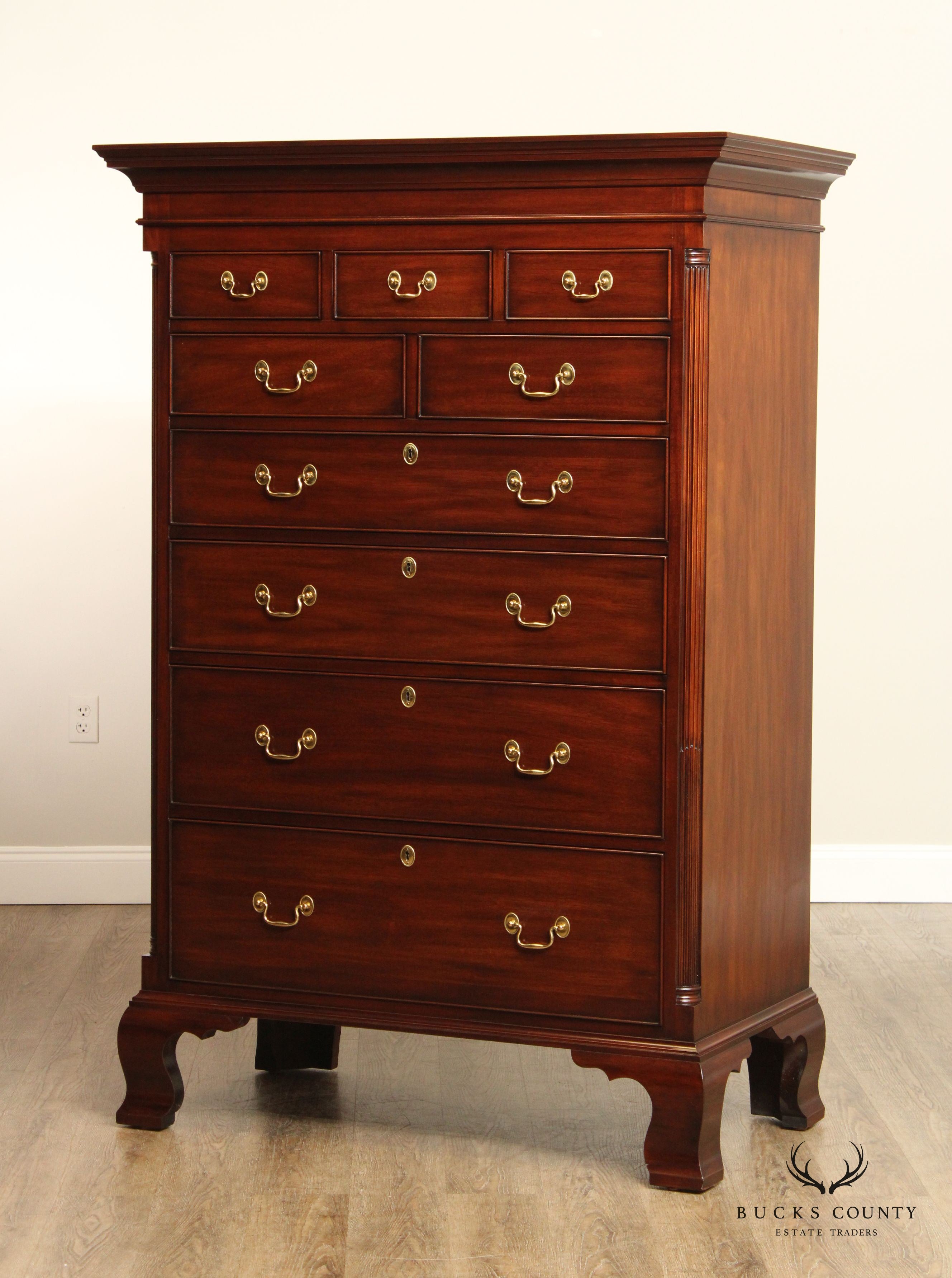 Henkel Harris Chippendale Style Mahogany New Market Tall Chest