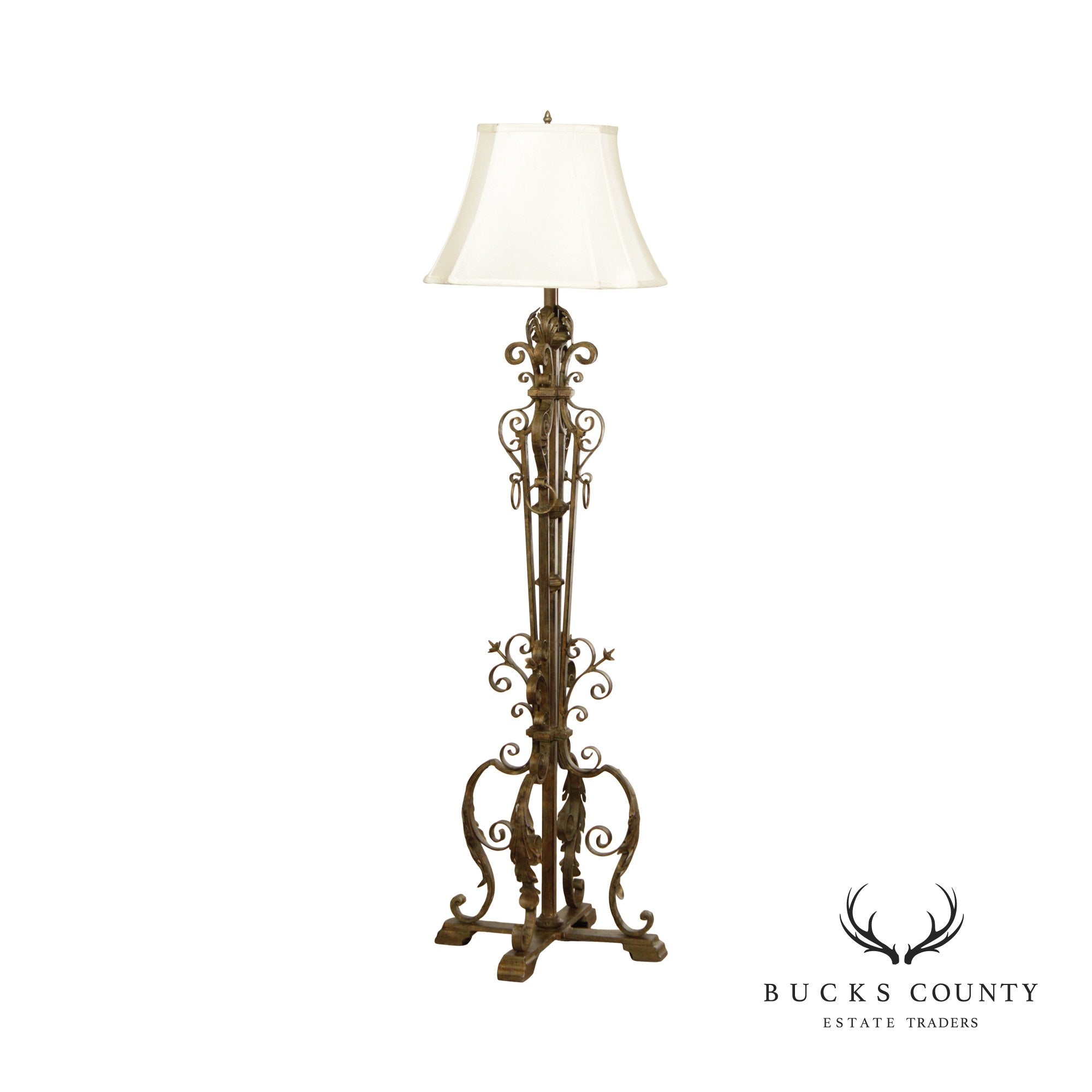 Victorian Style Scrolling Wrought Iron Floor Lamp