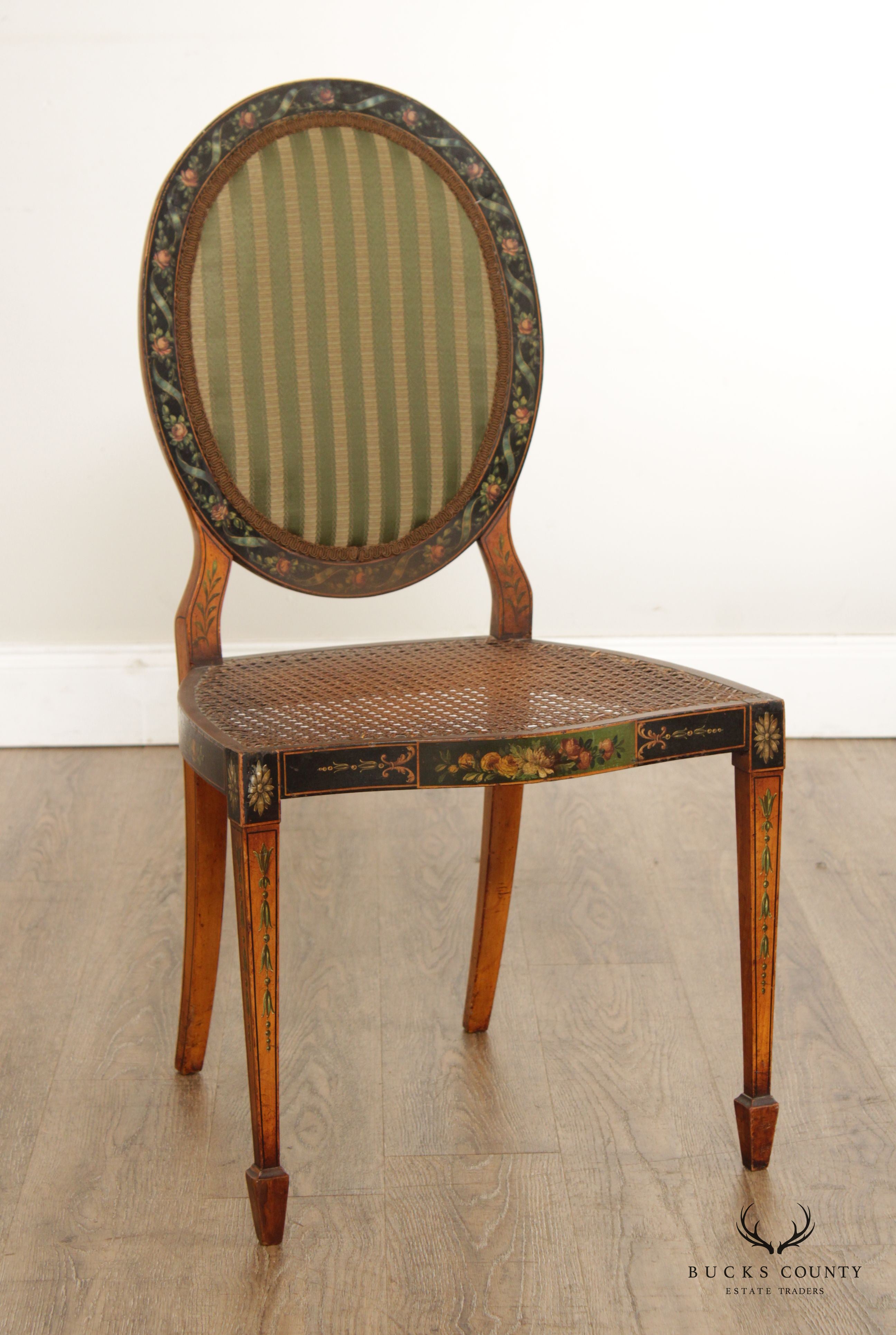 Edwardian Adam Style Paint Decorated Side Chair