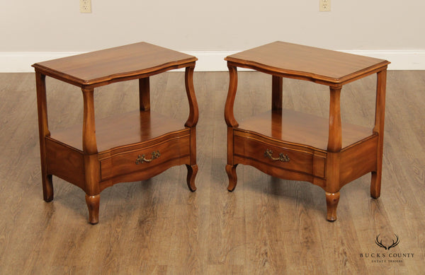 John Widdicomb French Provincial Style Pair Fruitwood Nightstands