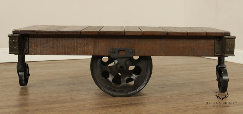 Arhaus Industrial Factory Cart Wood Coffee Table
