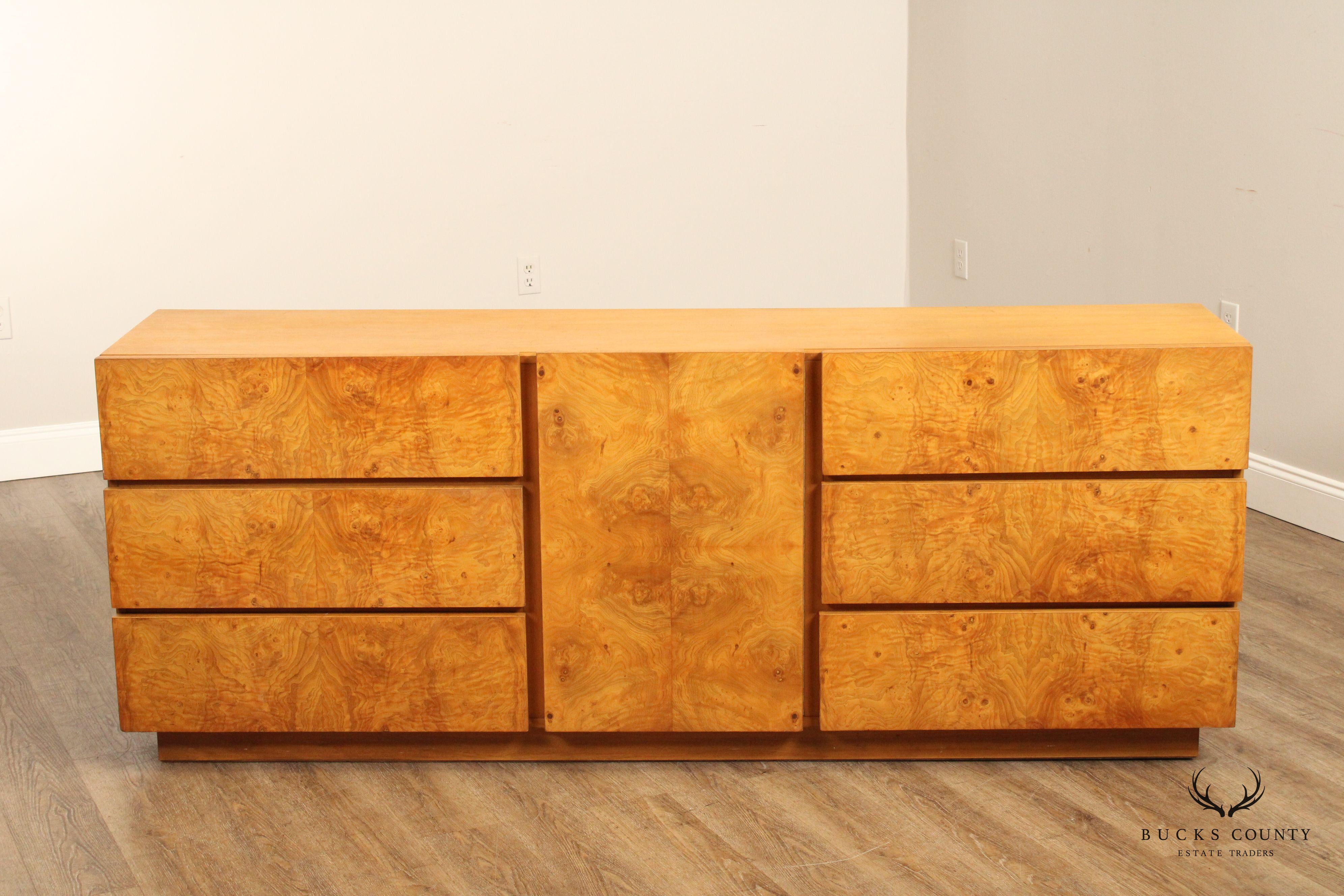 Lane Mid Century Modern Burlwood Long Dresser