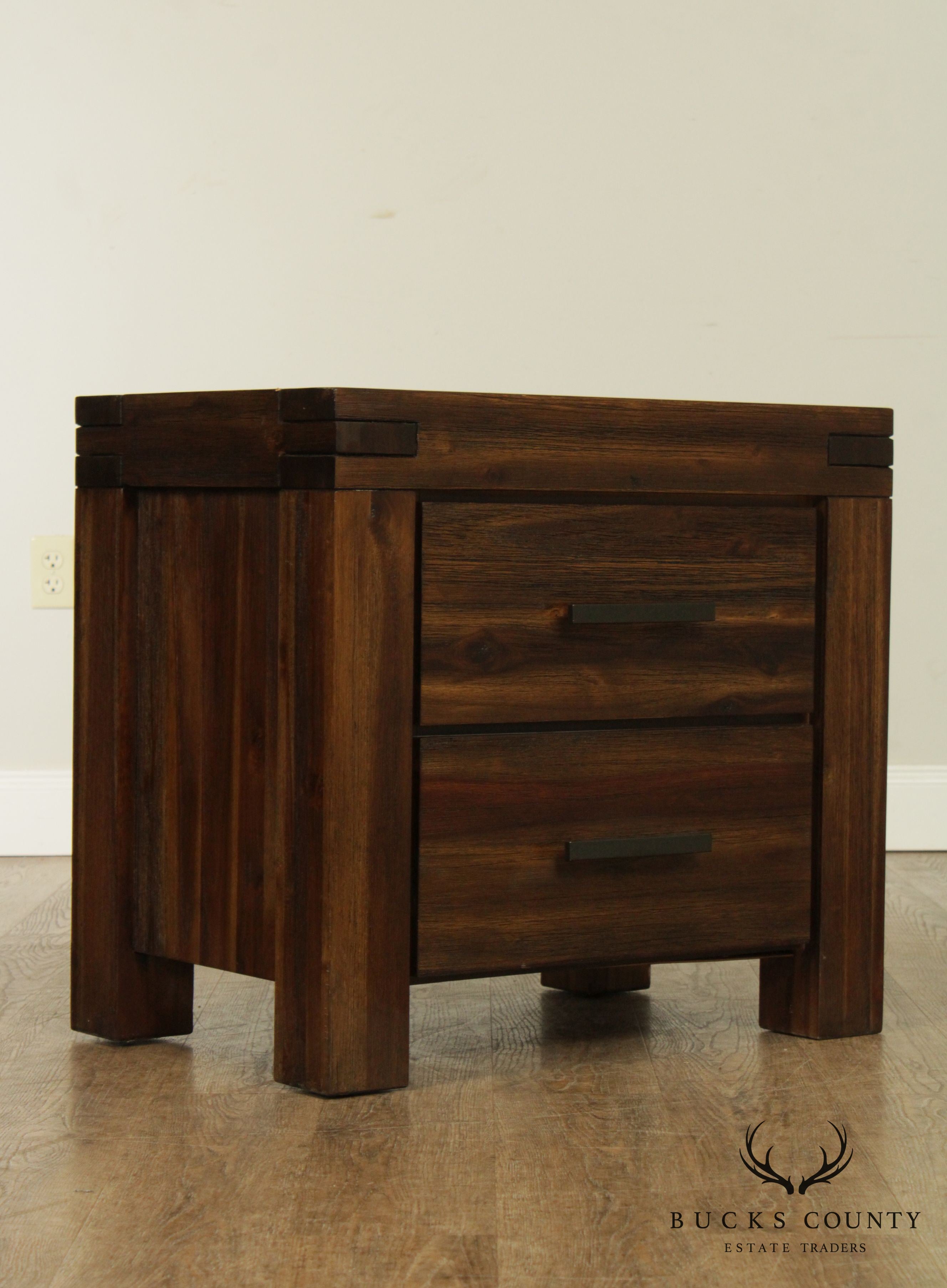 Modern Rustic 2 Drawer Nightstand