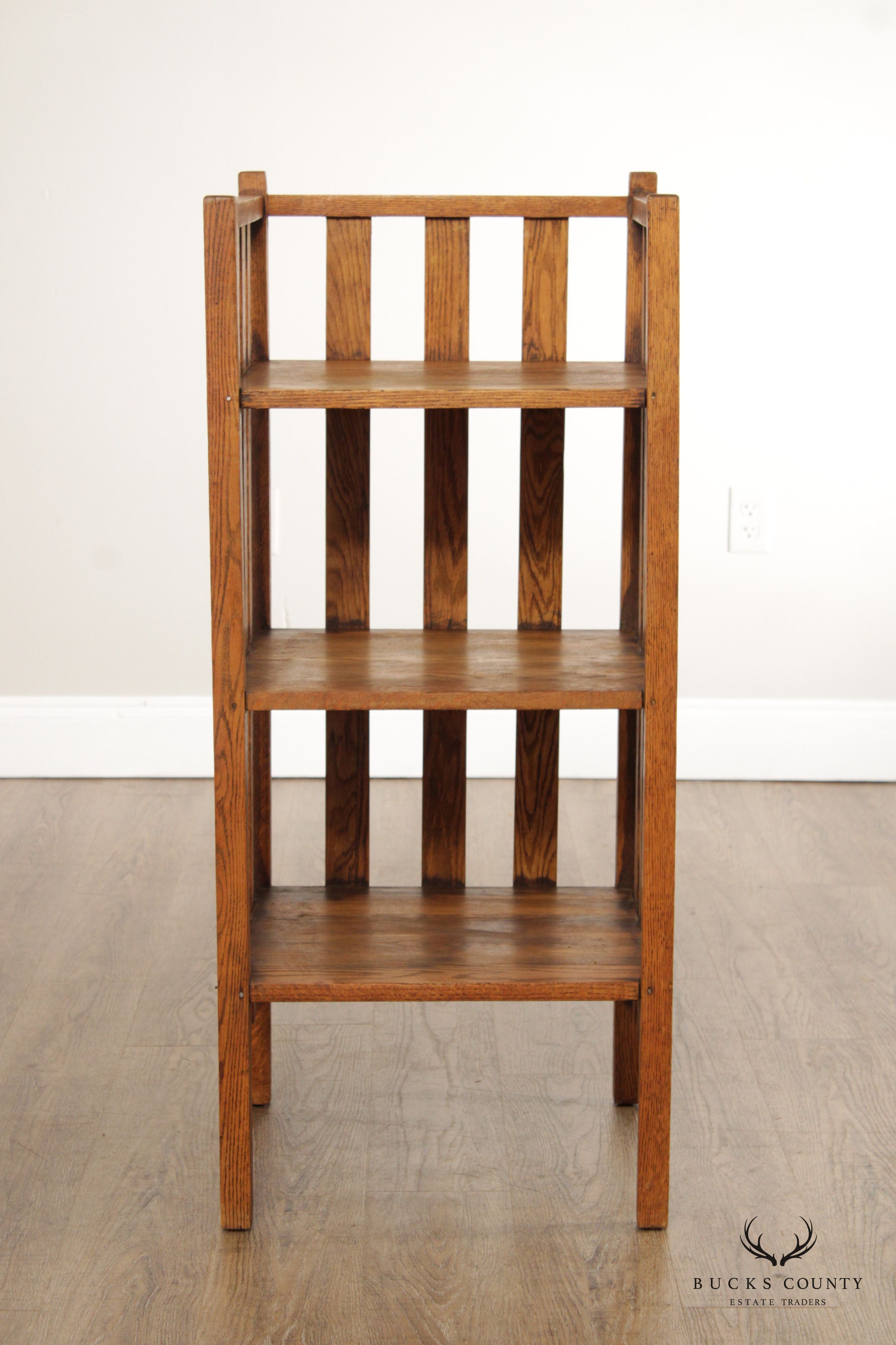 Antique Mission Style Oak Three-Tier Etagere or Bookcase