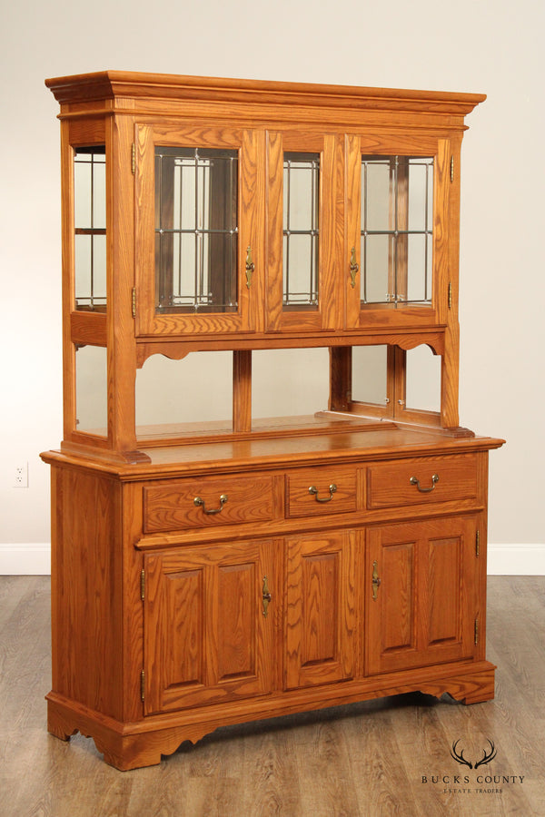 S. Bent & Bros. Traditional Style Oak Buffet Hutch