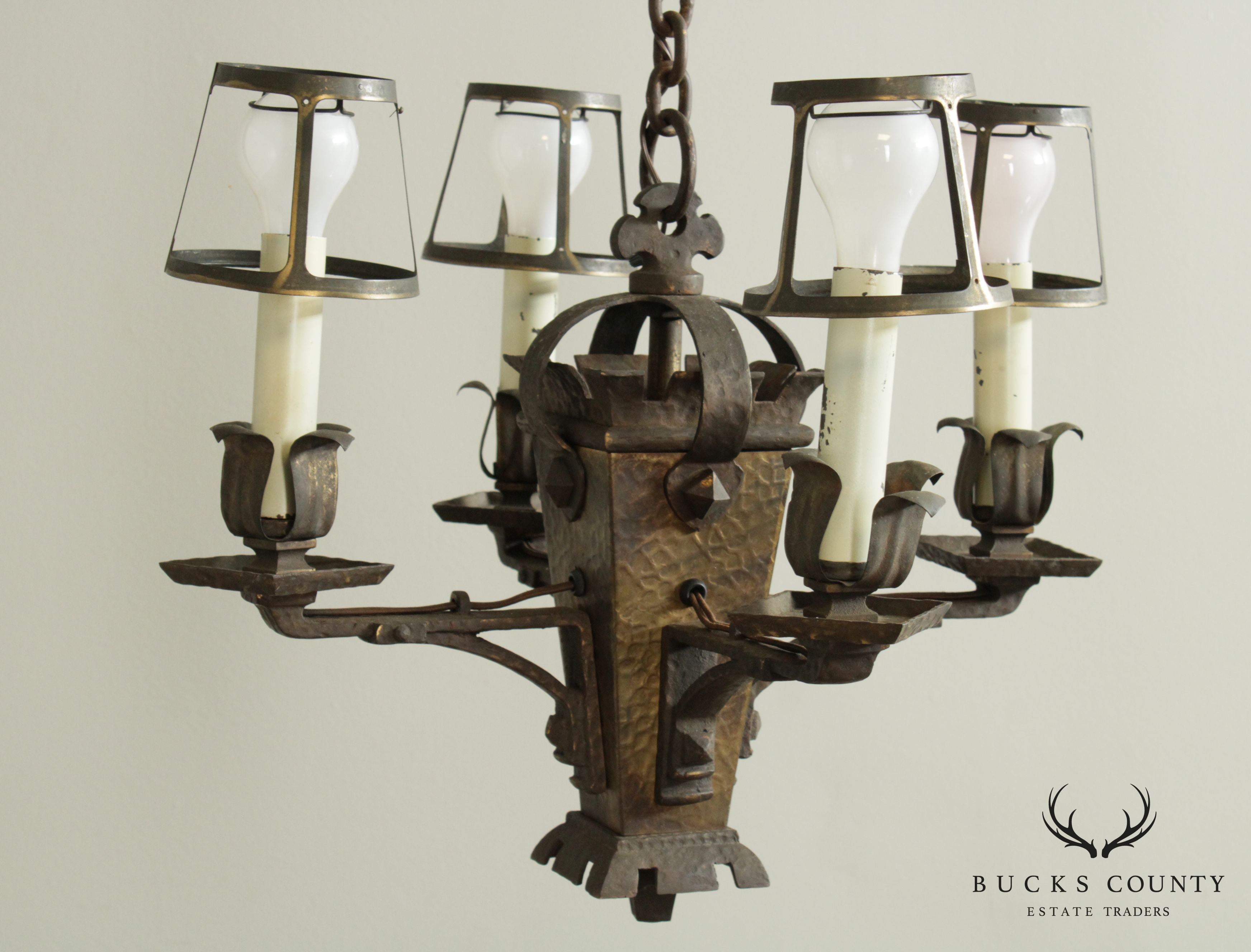 Antique Arts and Crafts 4 Light Chandelier