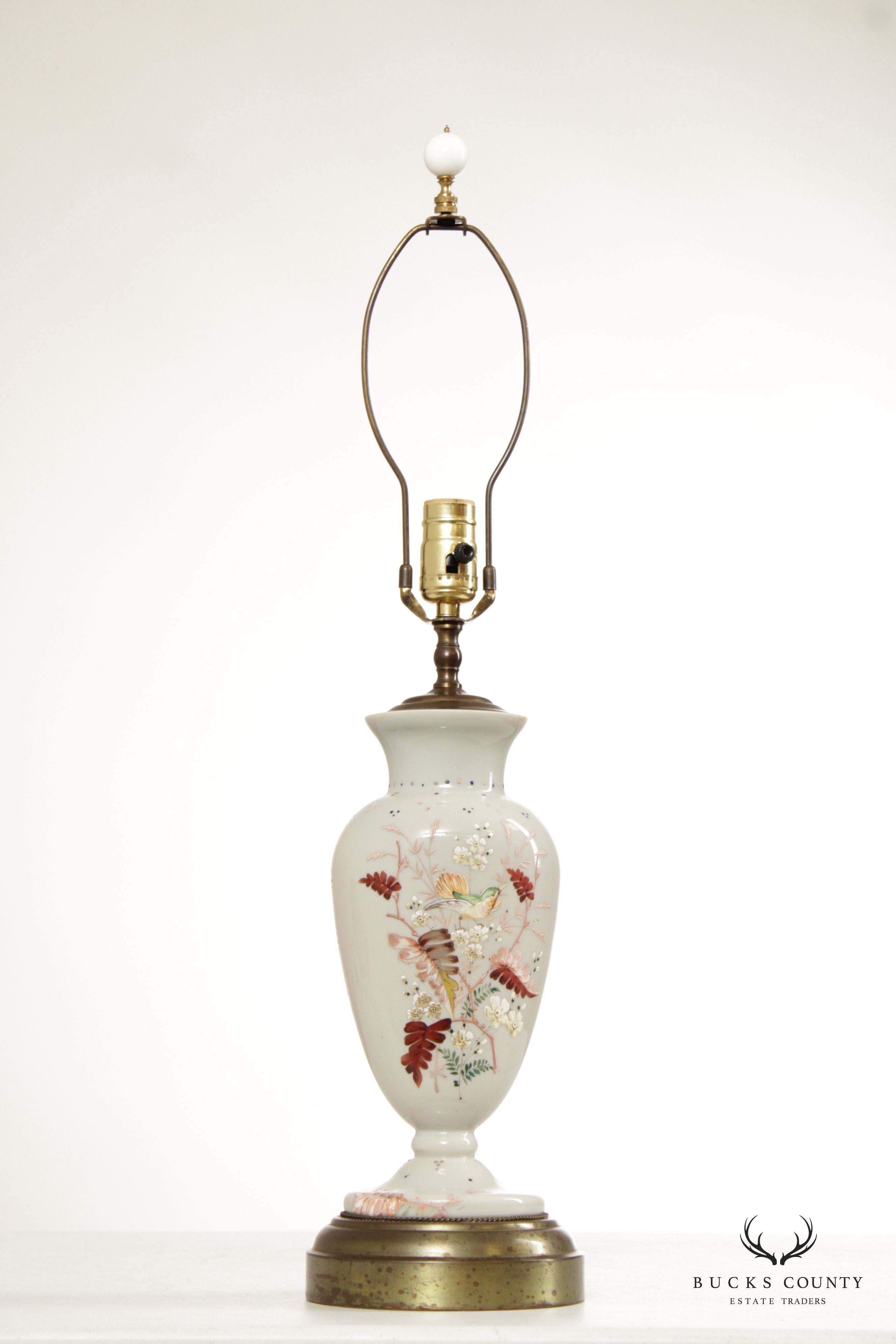 Bristol Hand Painted Enameled Glass Vase Table Lamp