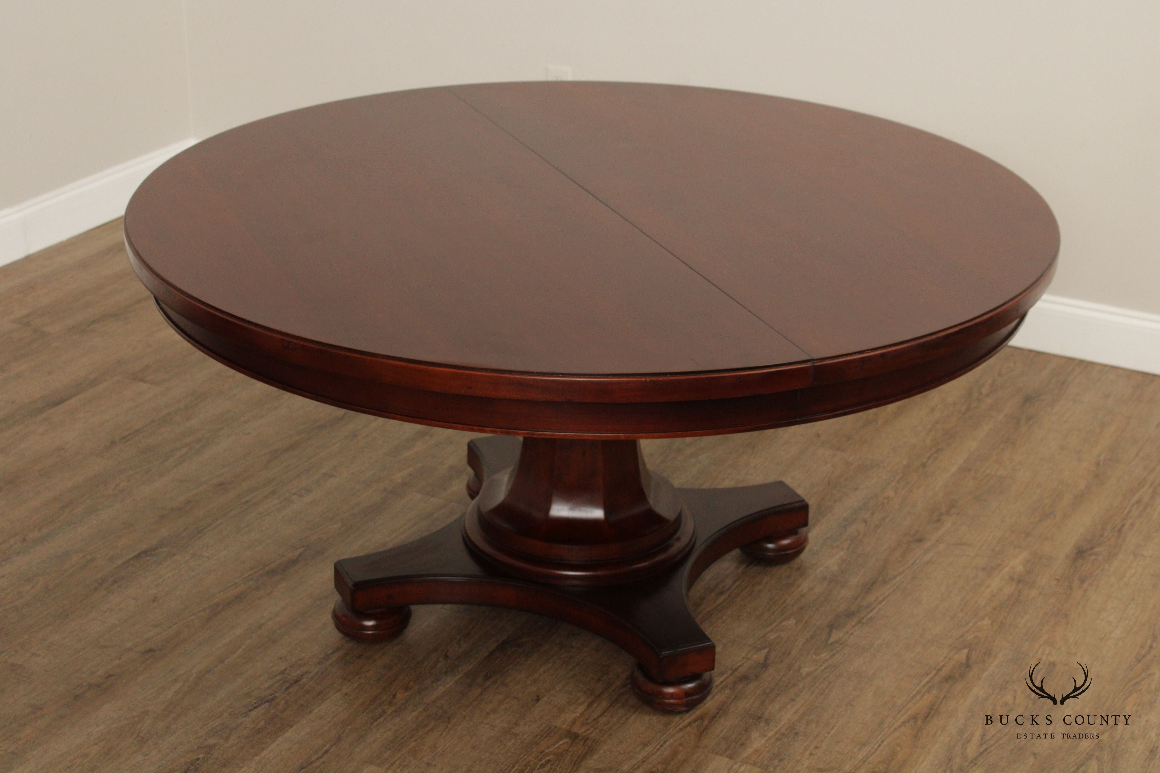 Maitland Smith Regency Style 60 inch Round Mahogany Expandable Dining Table