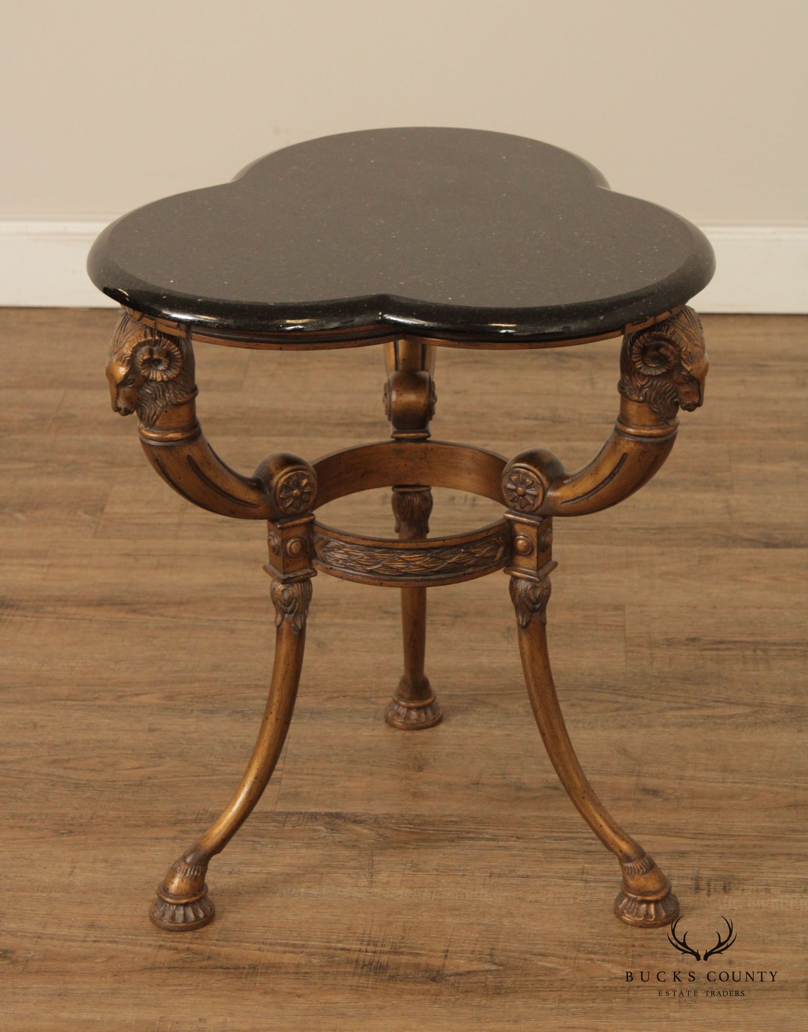 Neoclassical Revival Style Rams' Head Granite Top Occasional Table