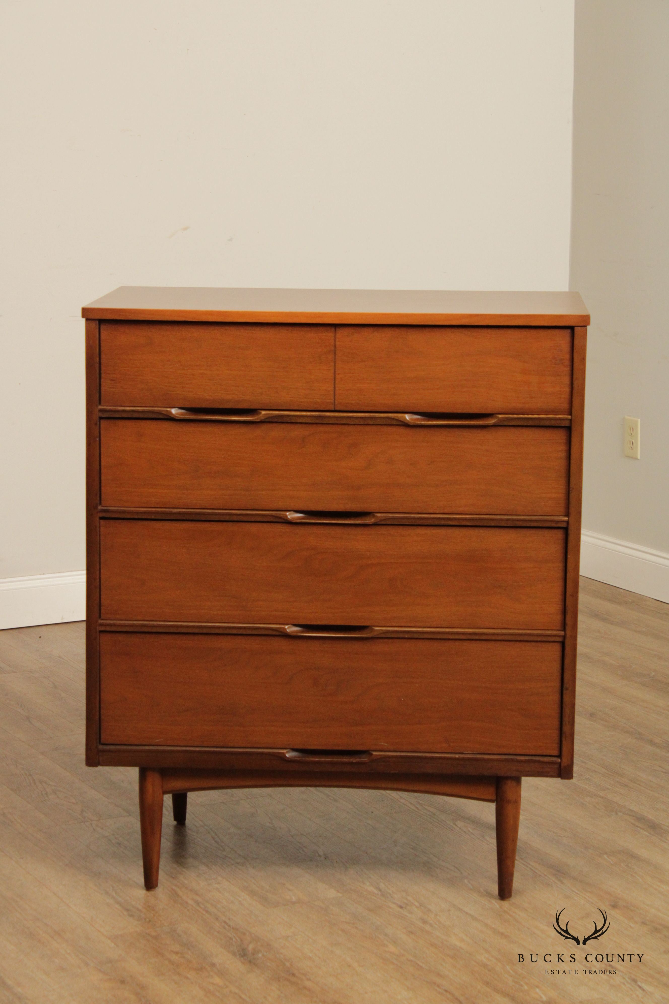 Mid Century Modern Walnut High Chest of Drawers