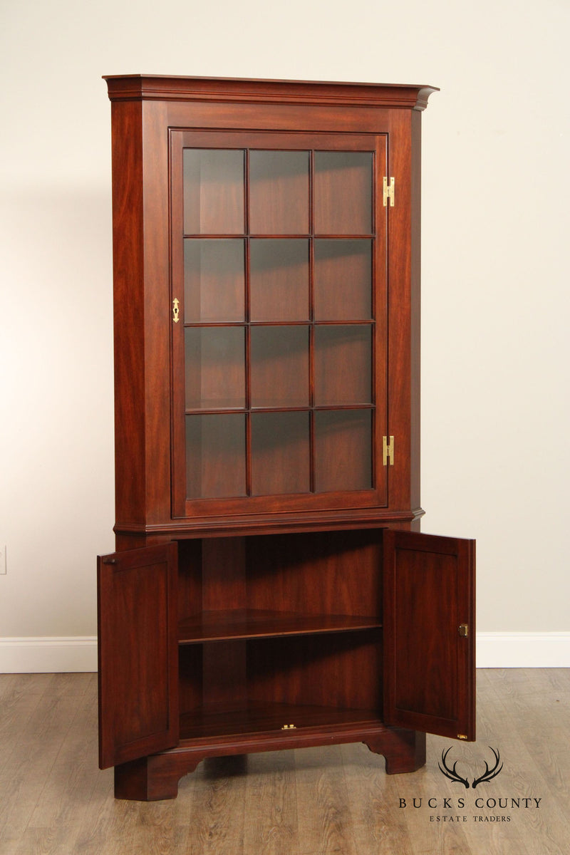 Henkel Harris Chippendale Style Mahogany and Glass Corner Cabinet