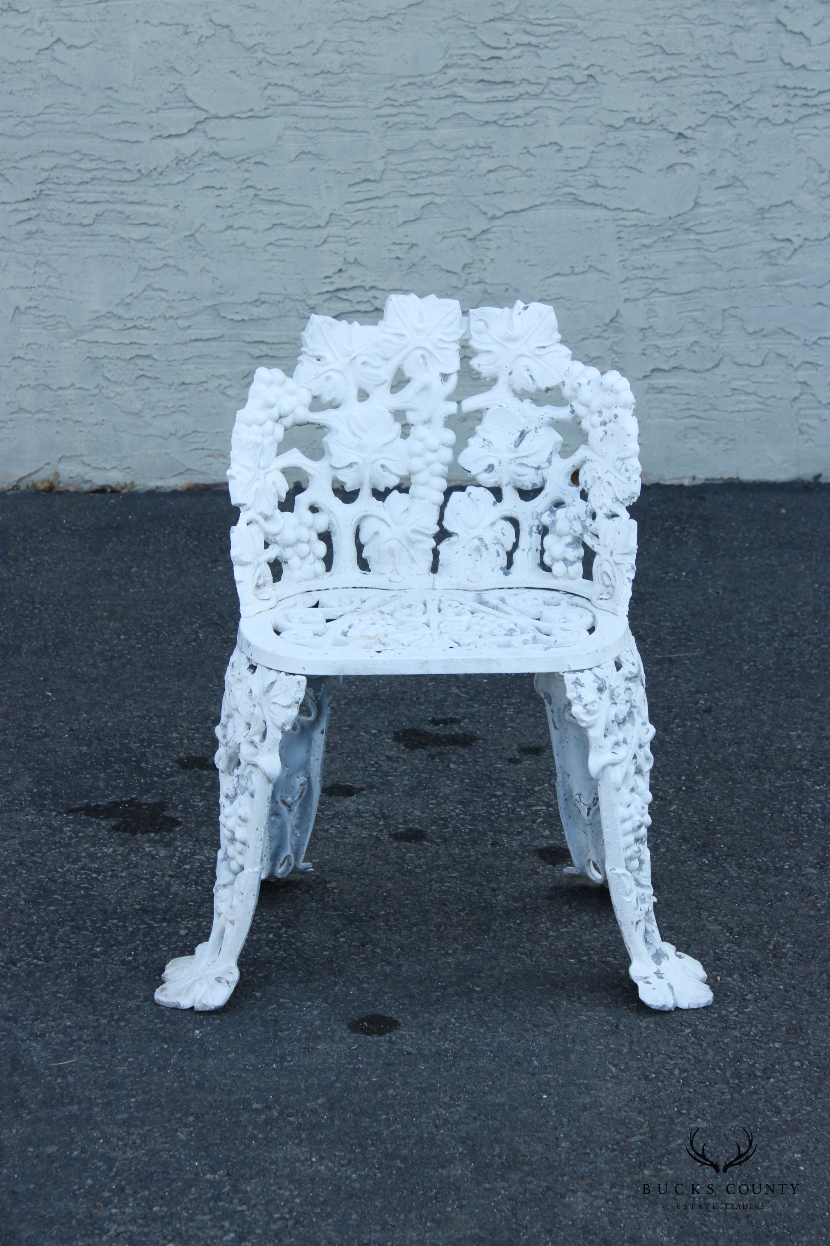 Victorian Style Cast Aluminum Grapevine Pattern Outdoor Garden Chair