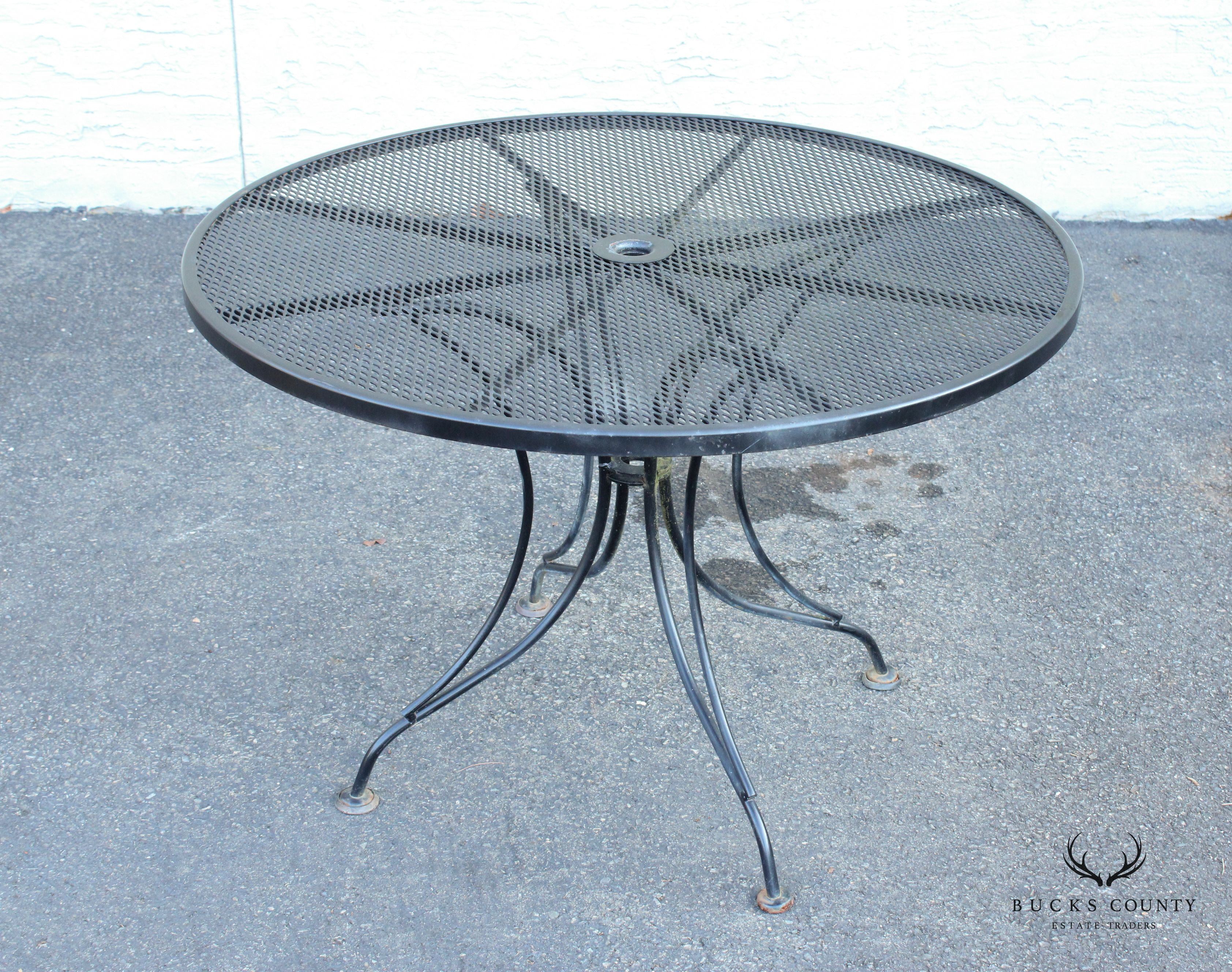 Vintage 42 Inch Round Wrought Iron Outdoor Patio Dining Table