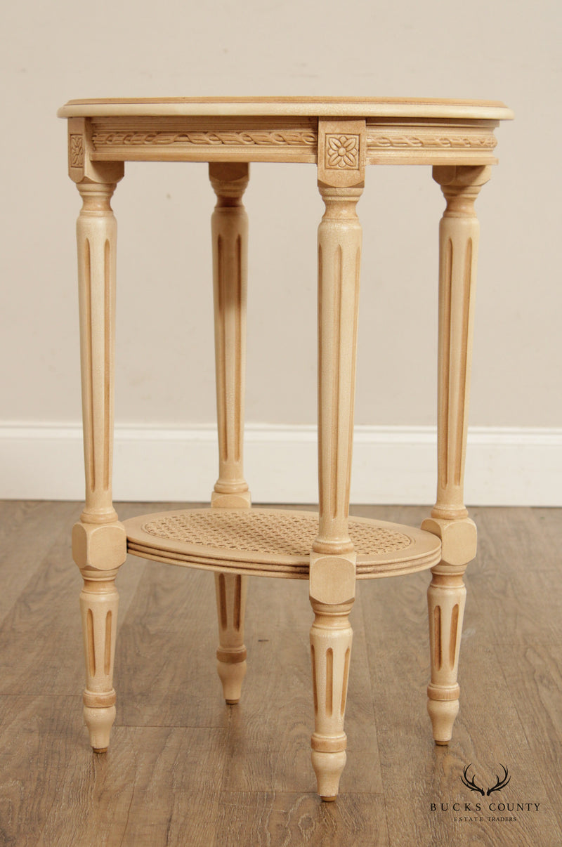 French Louis XVI Style Two-Tier Painted Side Table