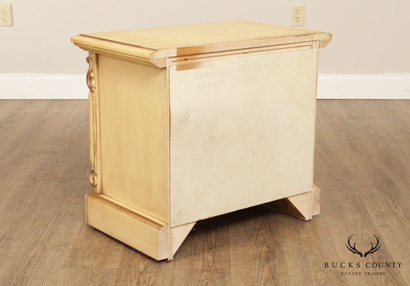 Basic Witz Vintage French Provincial Style Pair of Cream Painted Two Drawer Nightstands