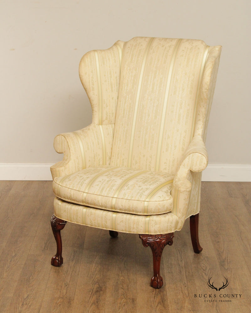 Southwood Chippendale Style Pair of Mahogany Wing Chairs