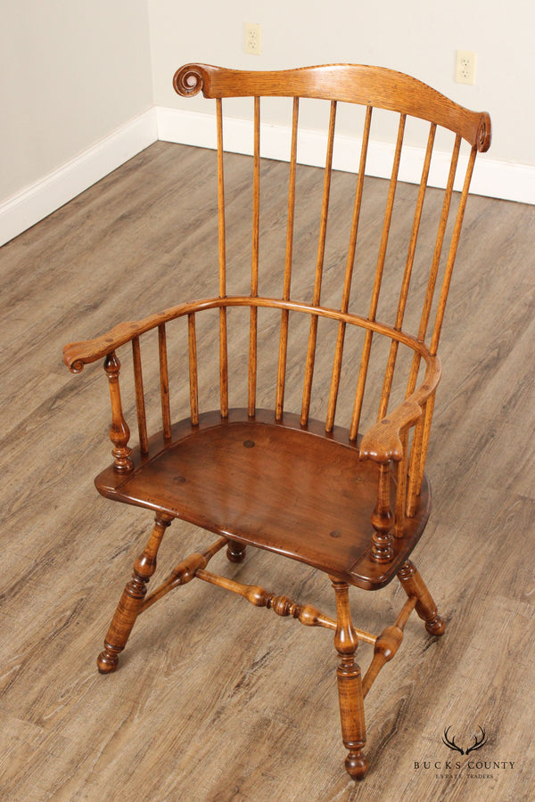 New England Oak and Maple Comb Back Windsor Armchair