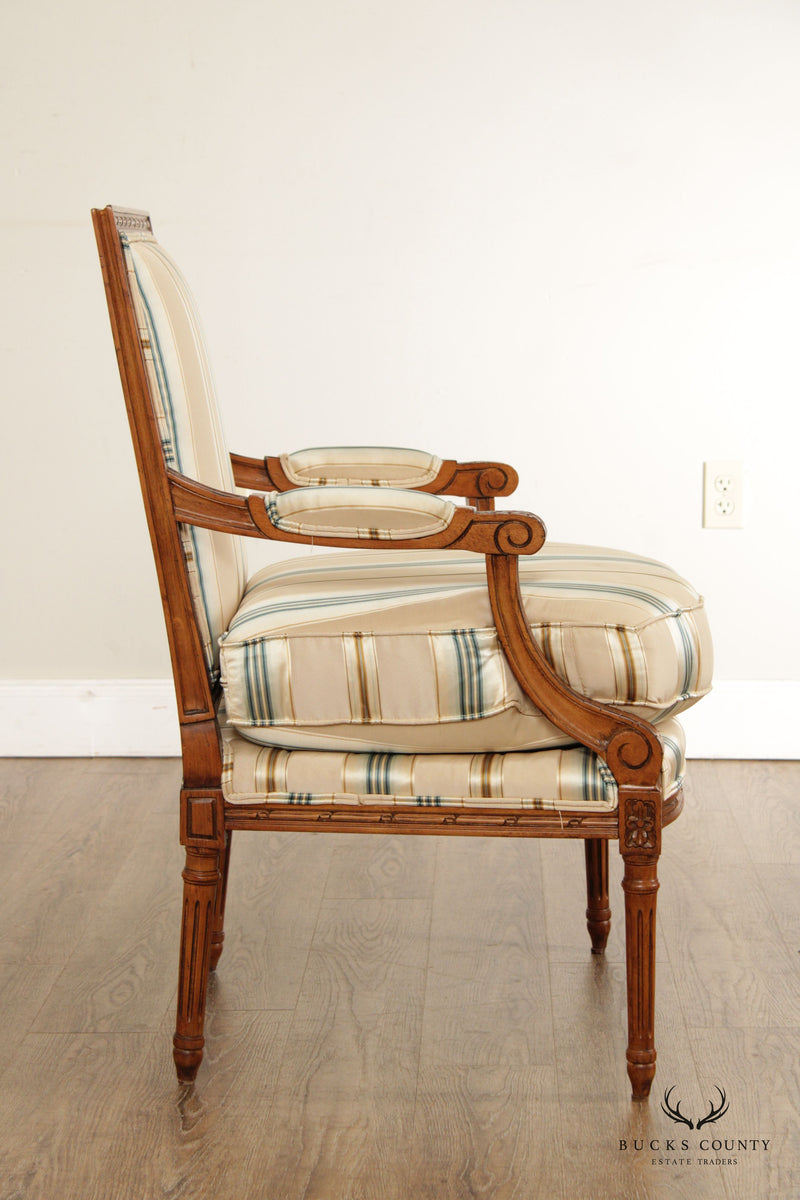 Century French Louis XVI Style Upholstered Armchair