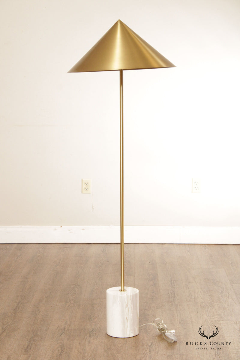Belmont Brass Floor Lamp Grey and Gold Shade