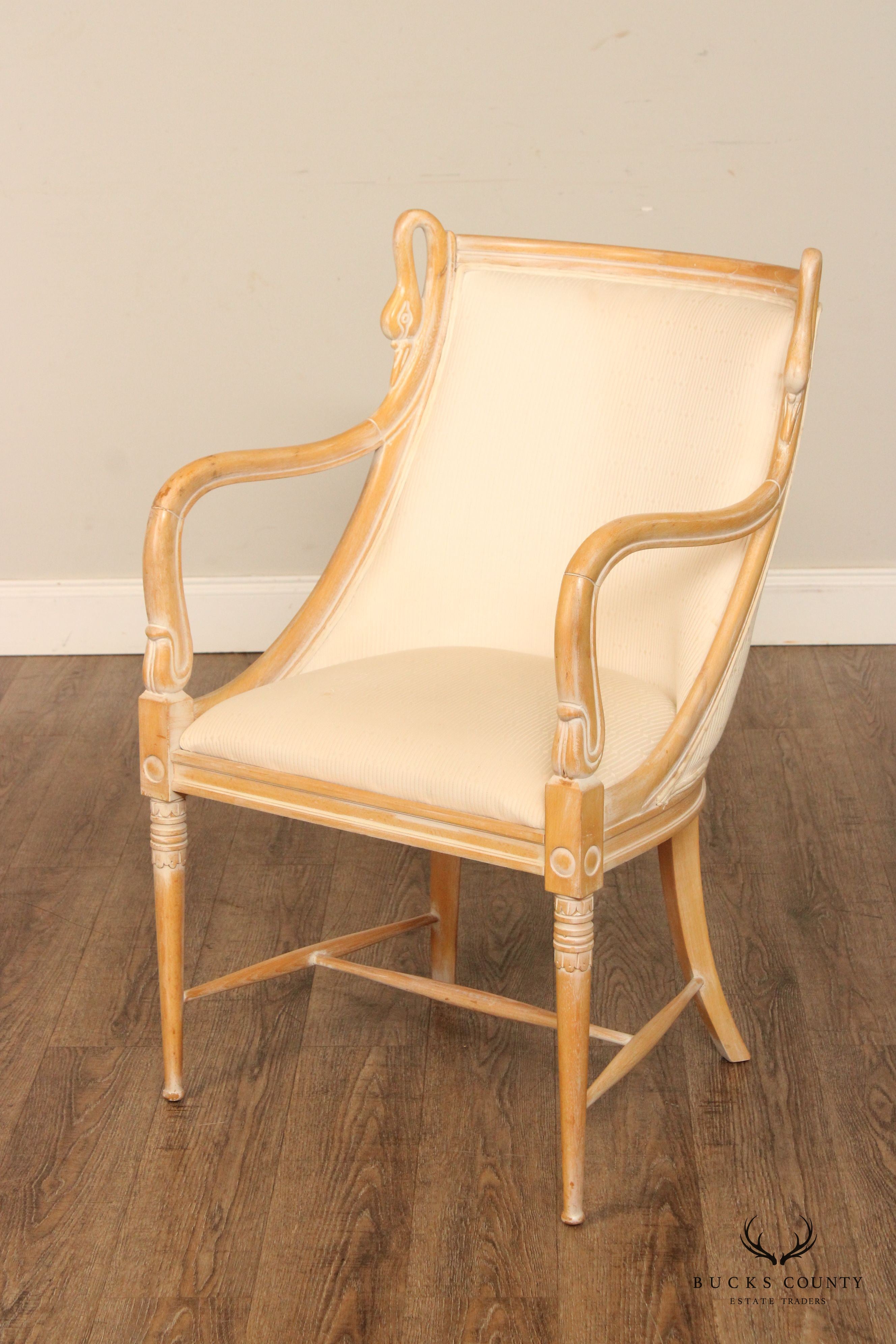 Harris Marcus French Empire Style Swan Carved Armchair